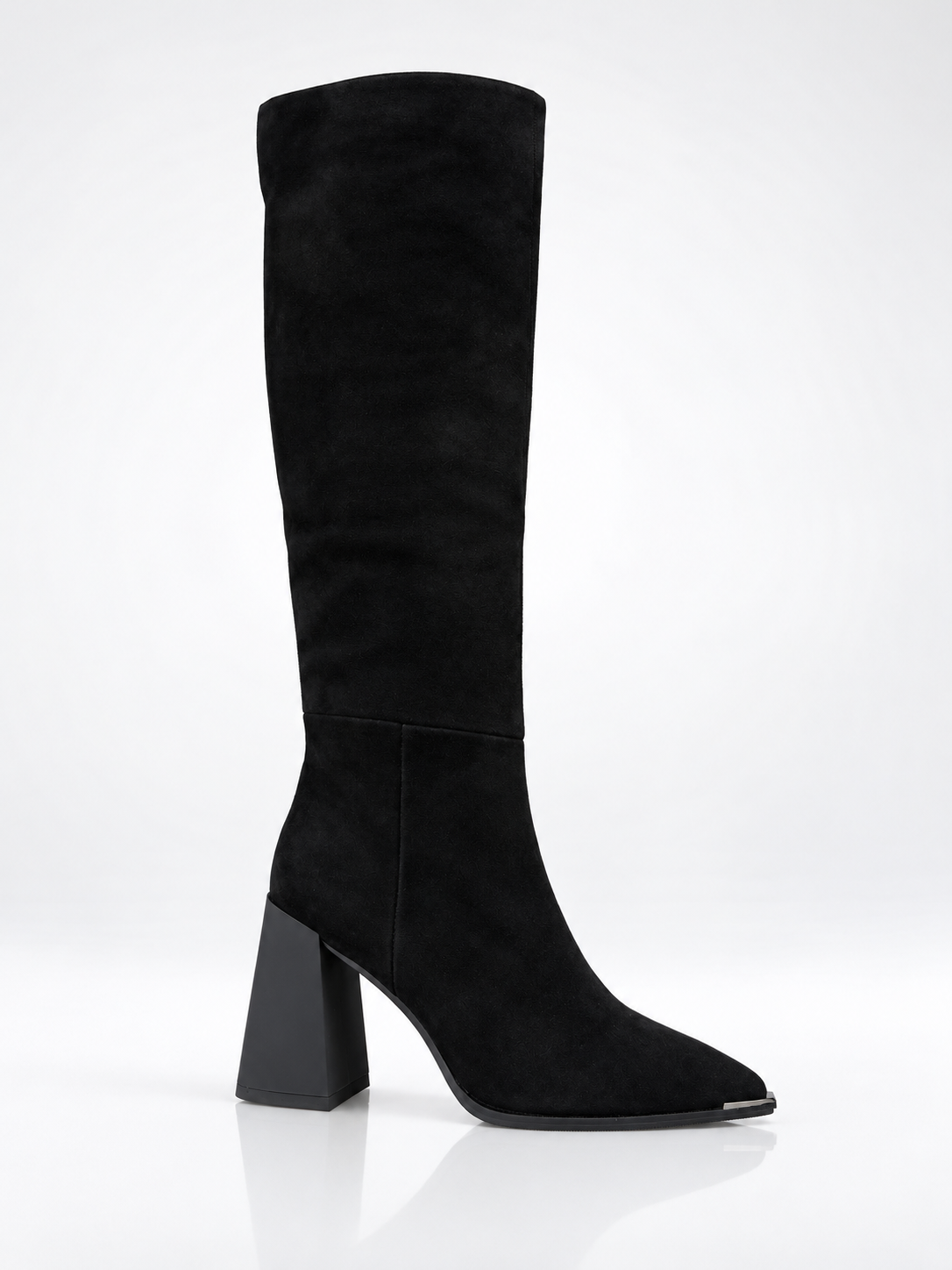 Botas Negras de Ante con Tacón Alto
