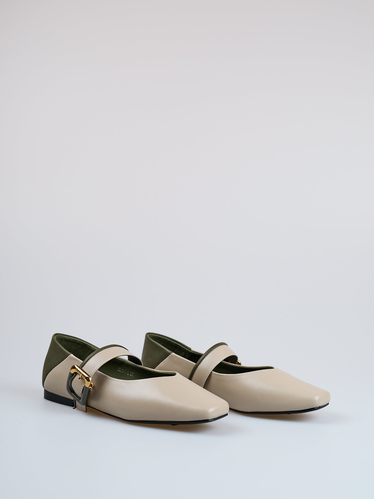 Verdant Grace Leather Flats
