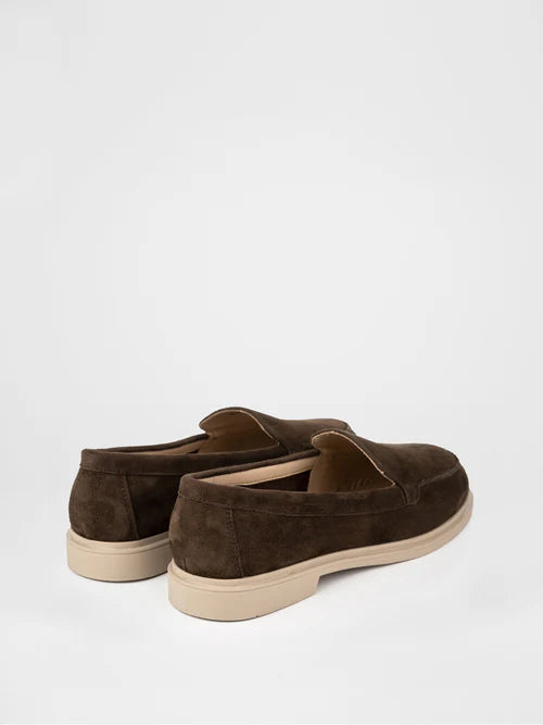 Chocolate suede loafers
