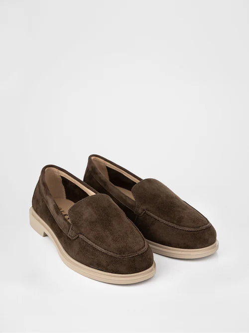 Chocolate suede loafers