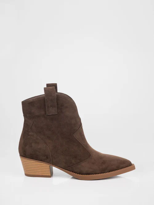 Brown suede cowboy boots