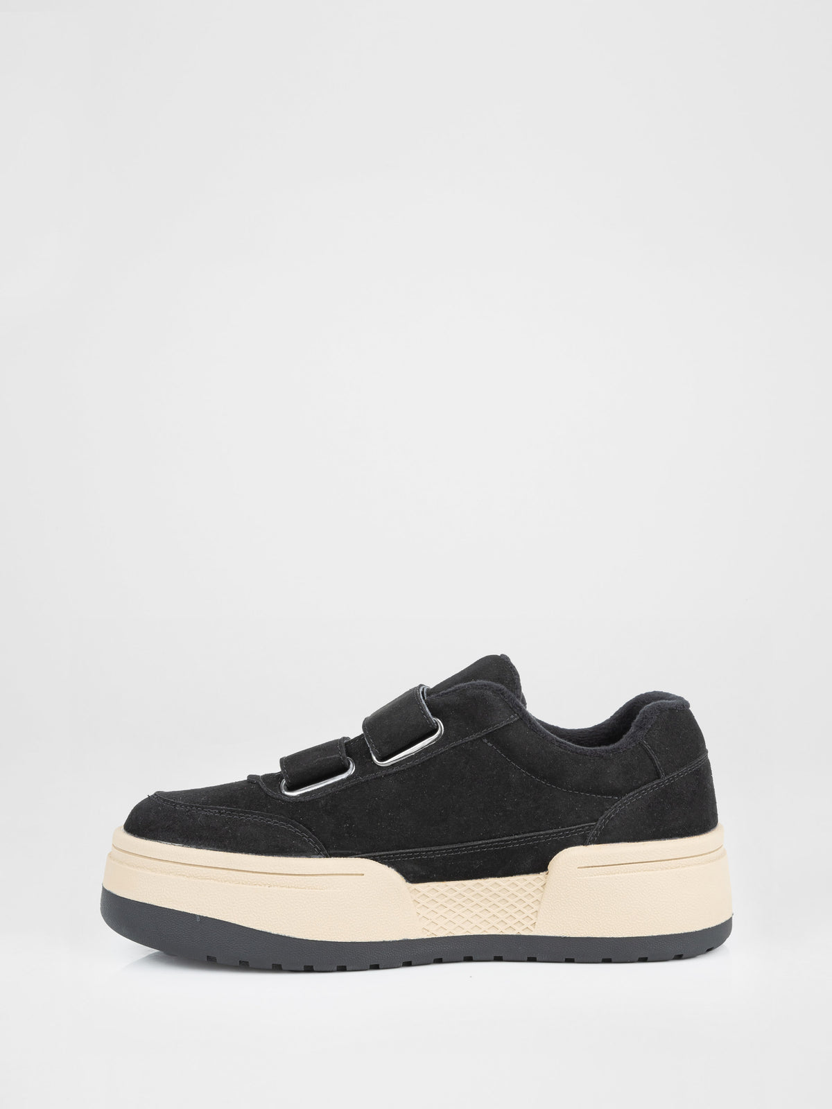 Zapatillas de plataforma de ante negro con velcro