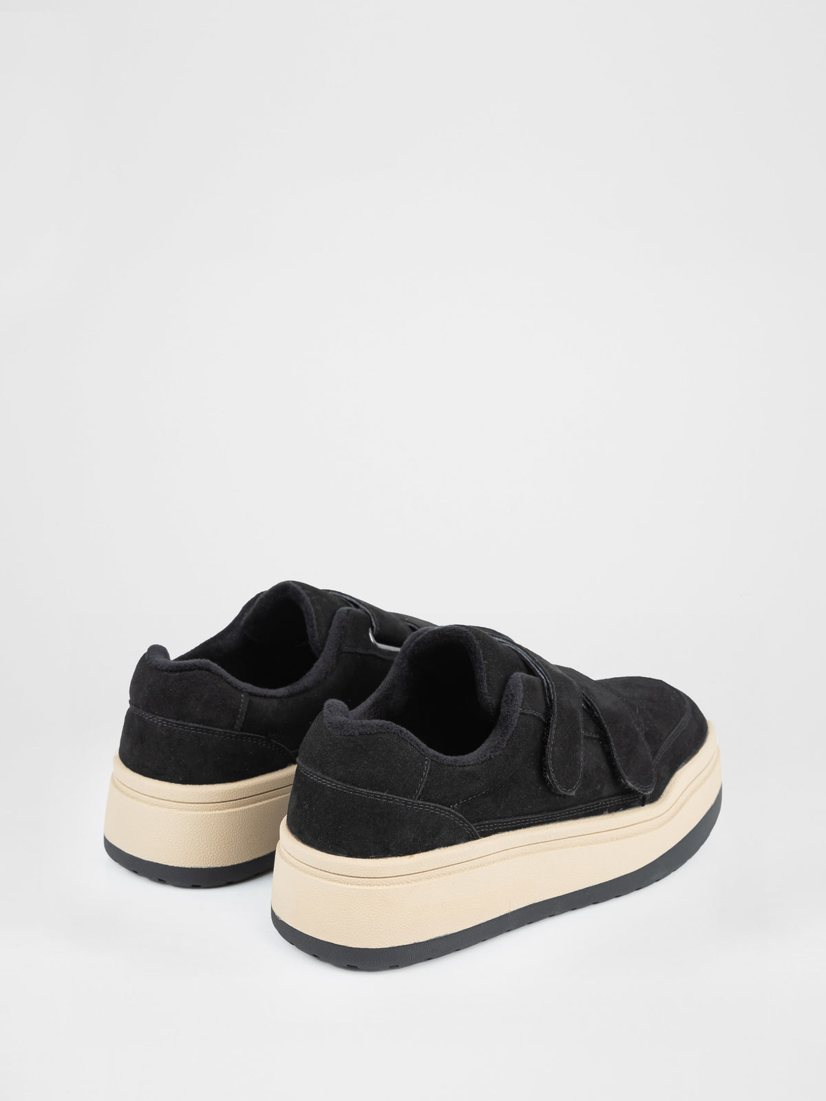 Zapatillas de plataforma de ante negro con velcro