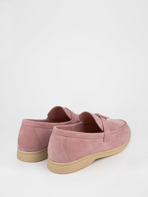 Mocasines de ante natural en color rosa