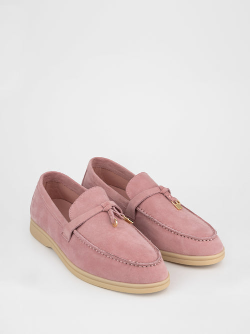 Mocasines de ante natural en color rosa