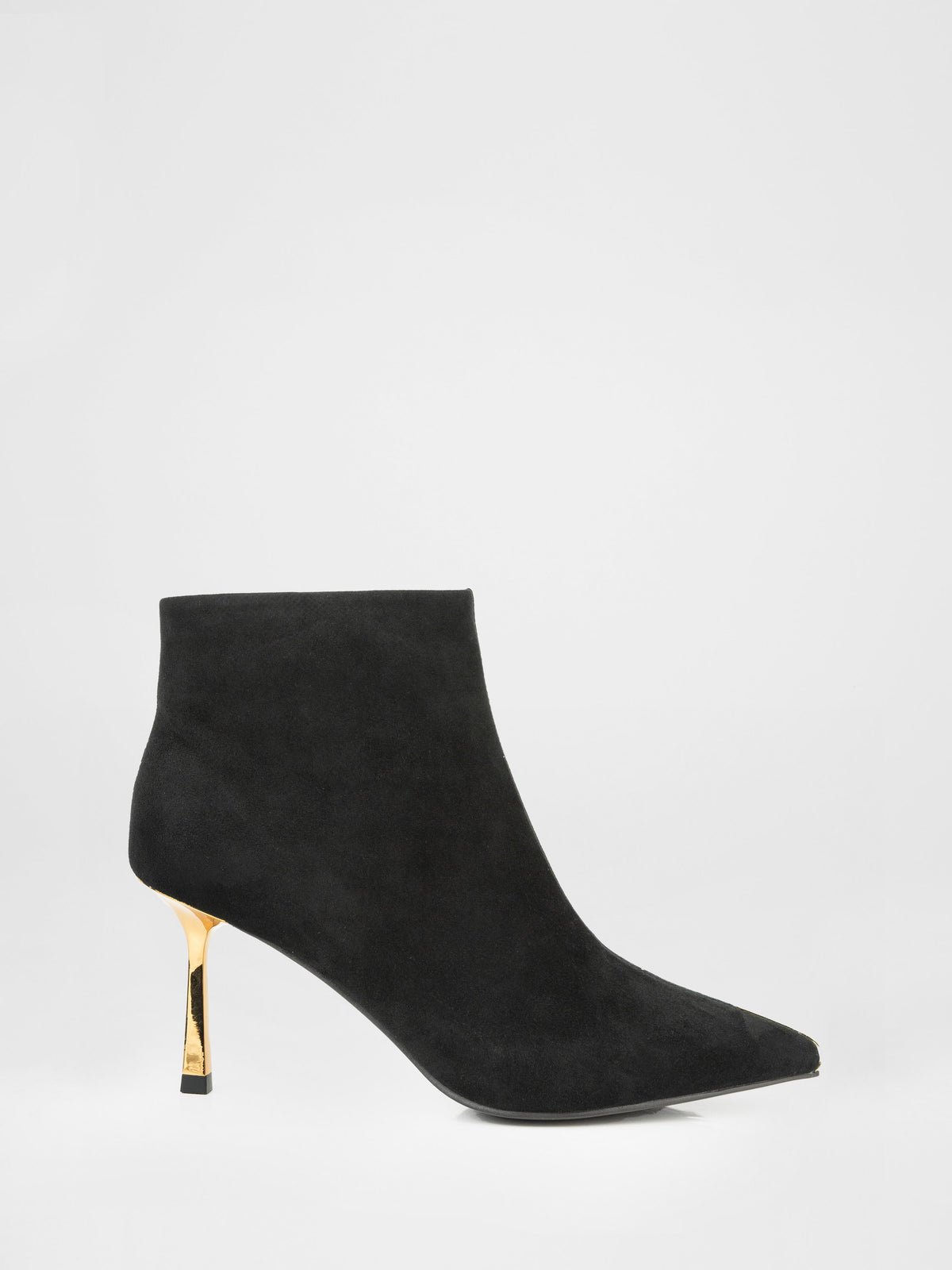 Botines de ante negro con tacón dorado