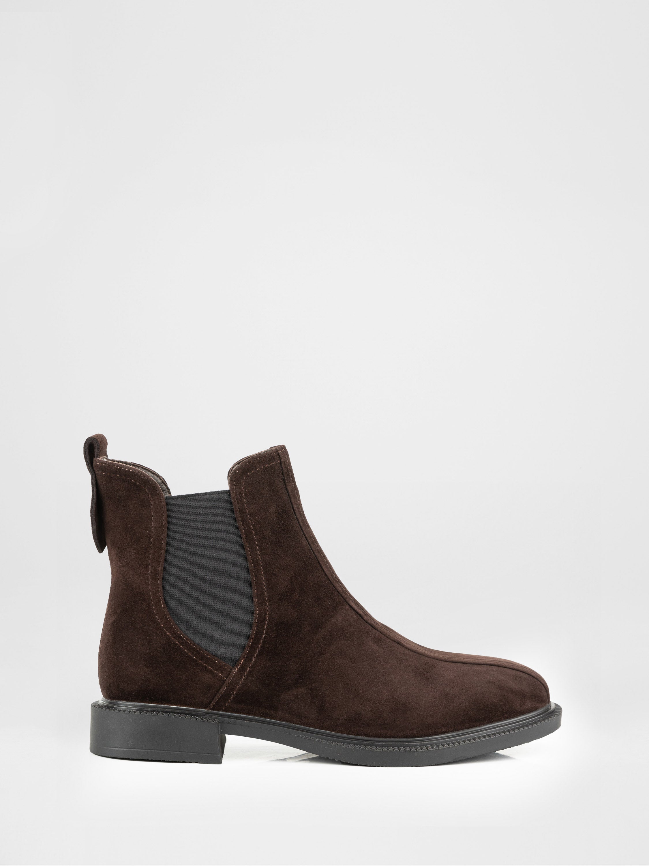 Chocolate-colored Chelsea boots