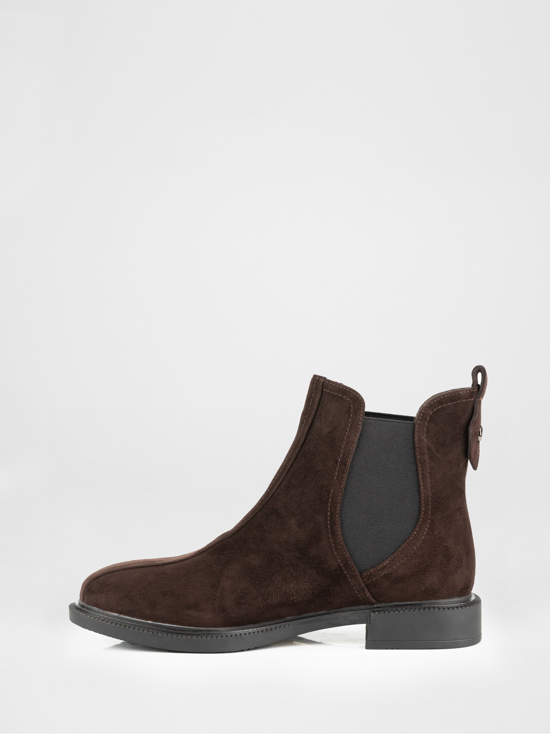 Chocolate-colored Chelsea boots