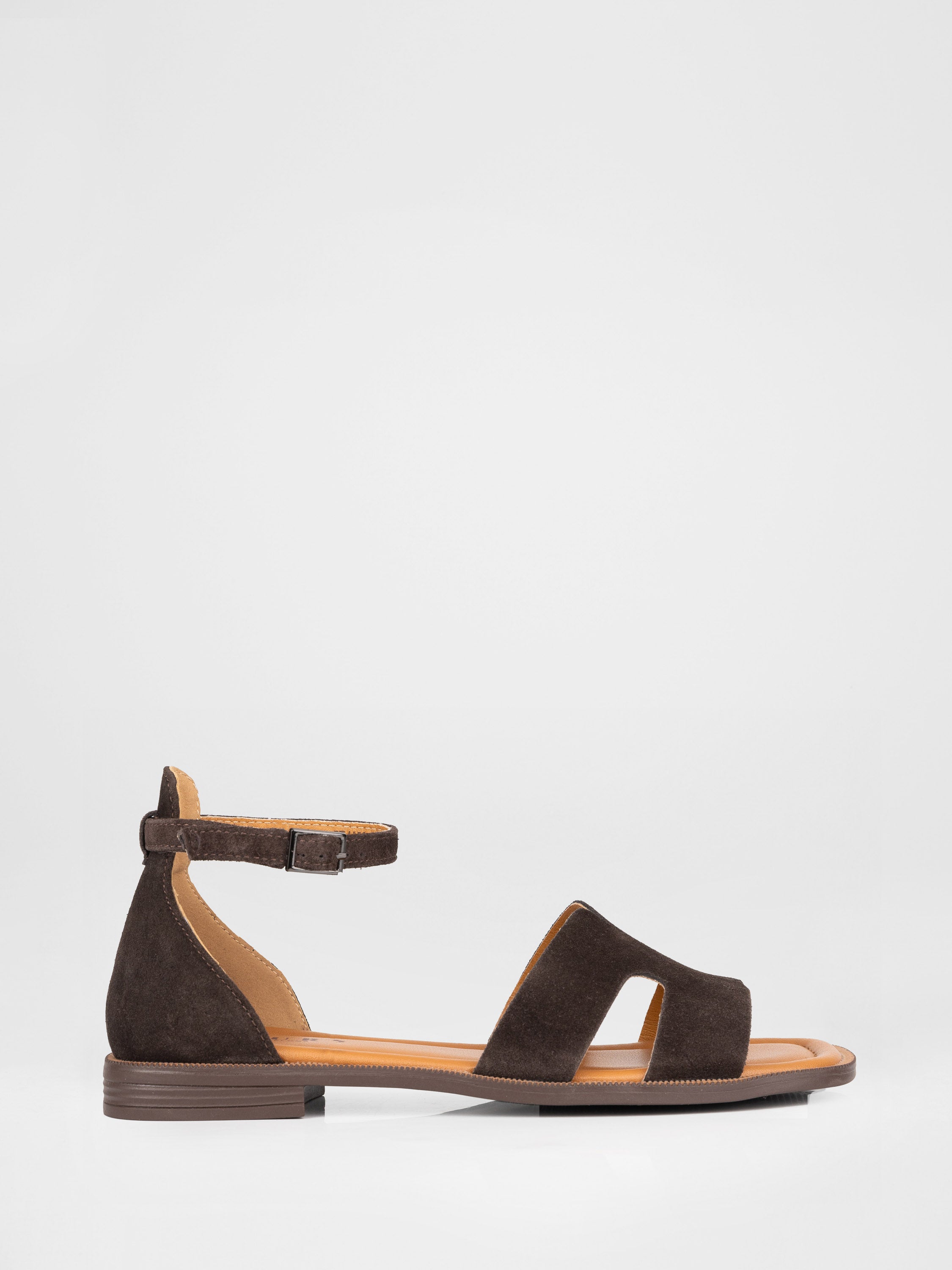 Women's sandals made of genuine chocolate-brown suede