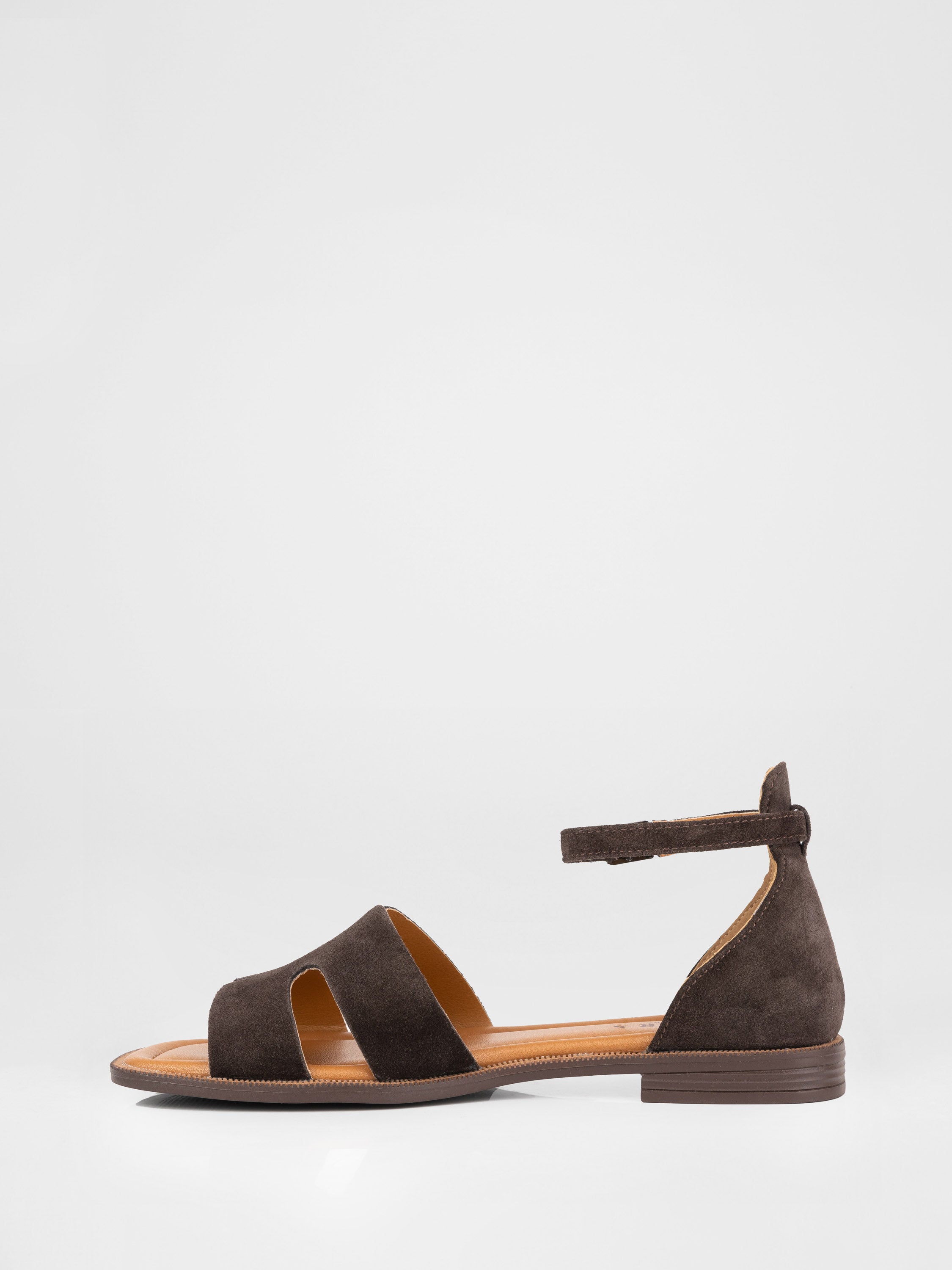 Women's sandals made of genuine chocolate-brown suede