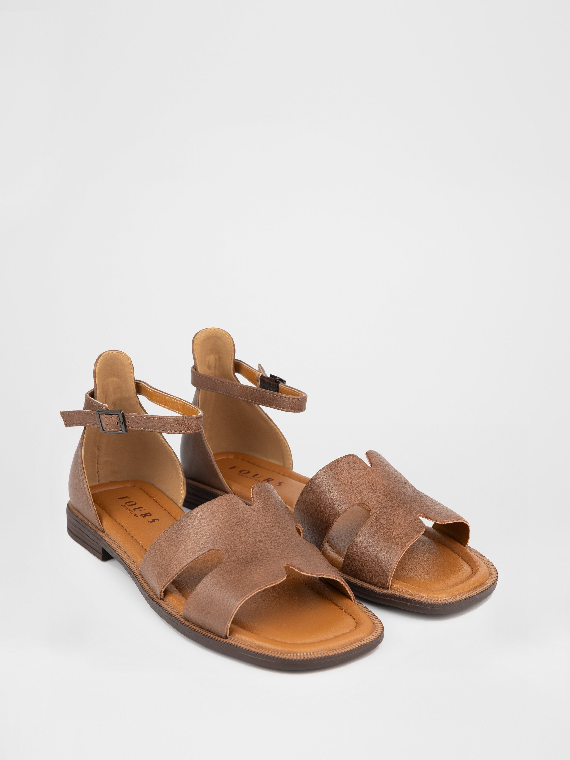 Women's chocolate-colored genuine leather sandals