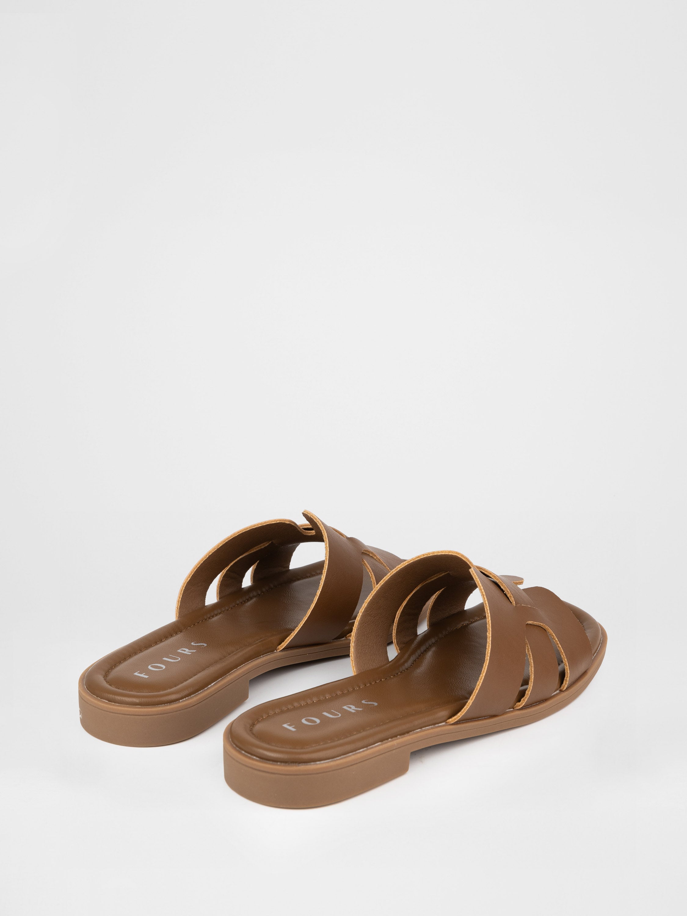 Chocolate-colored genuine leather clogs