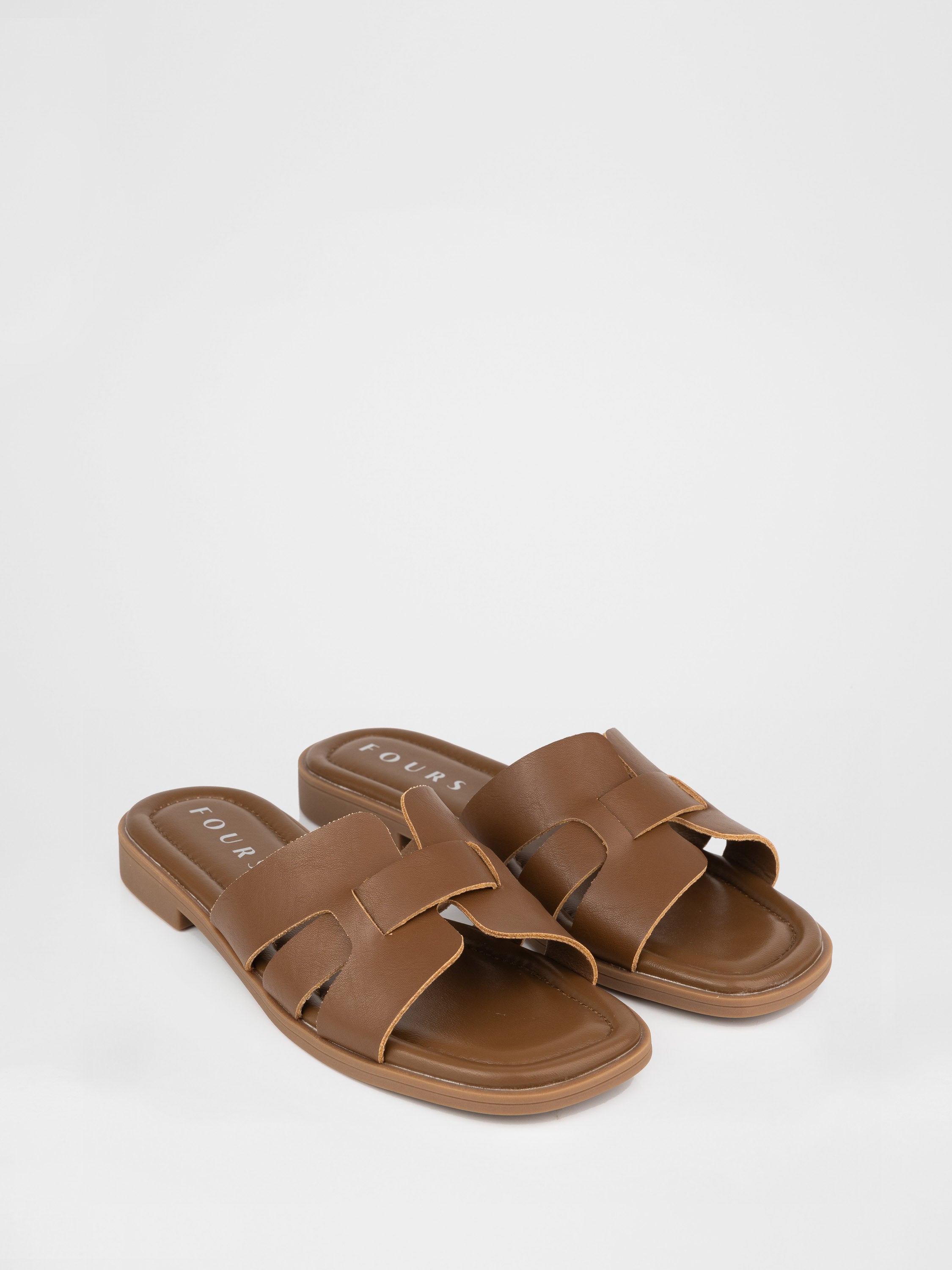 Chocolate-colored genuine leather clogs