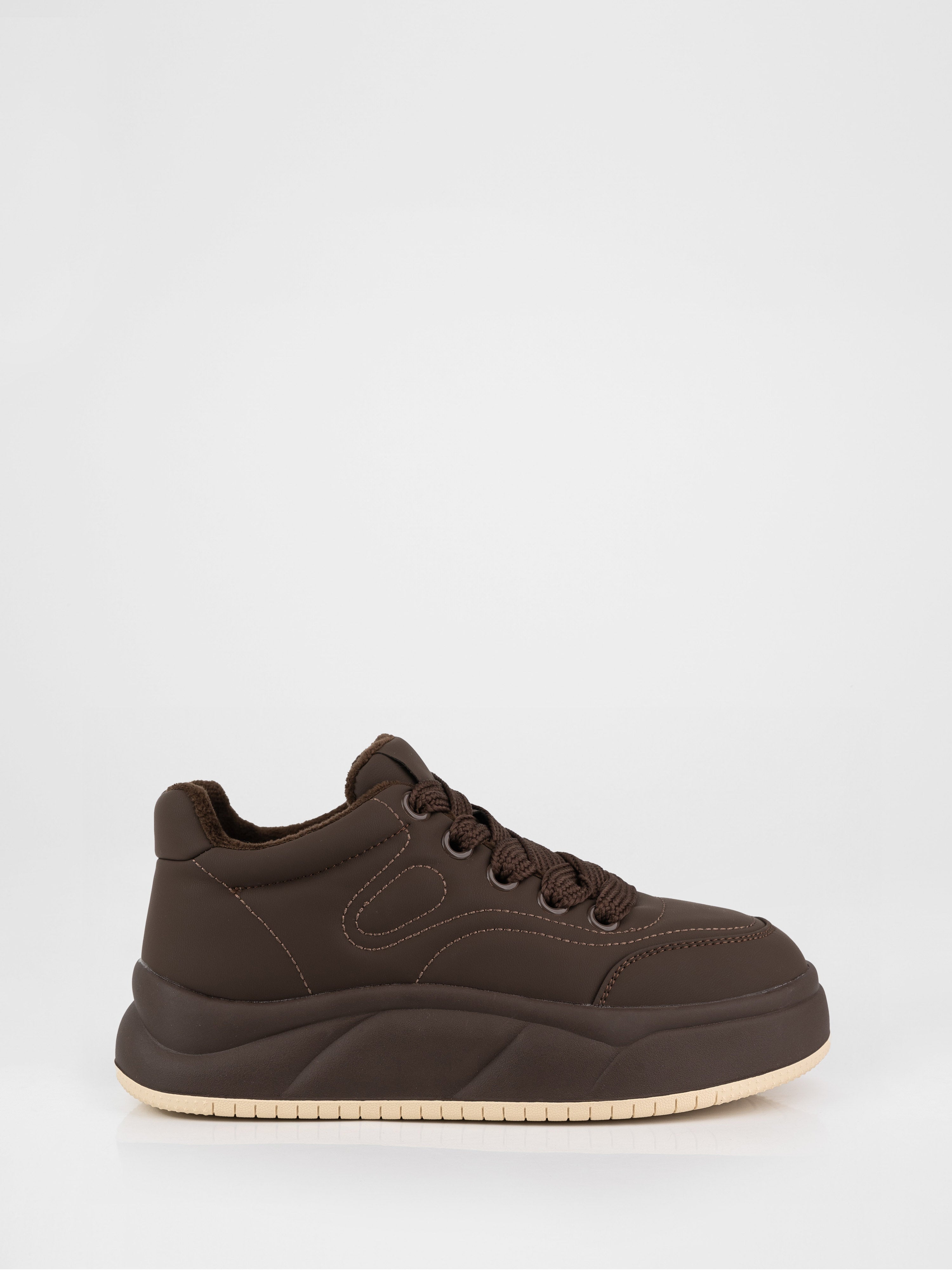 Chocolate-colored sneakers