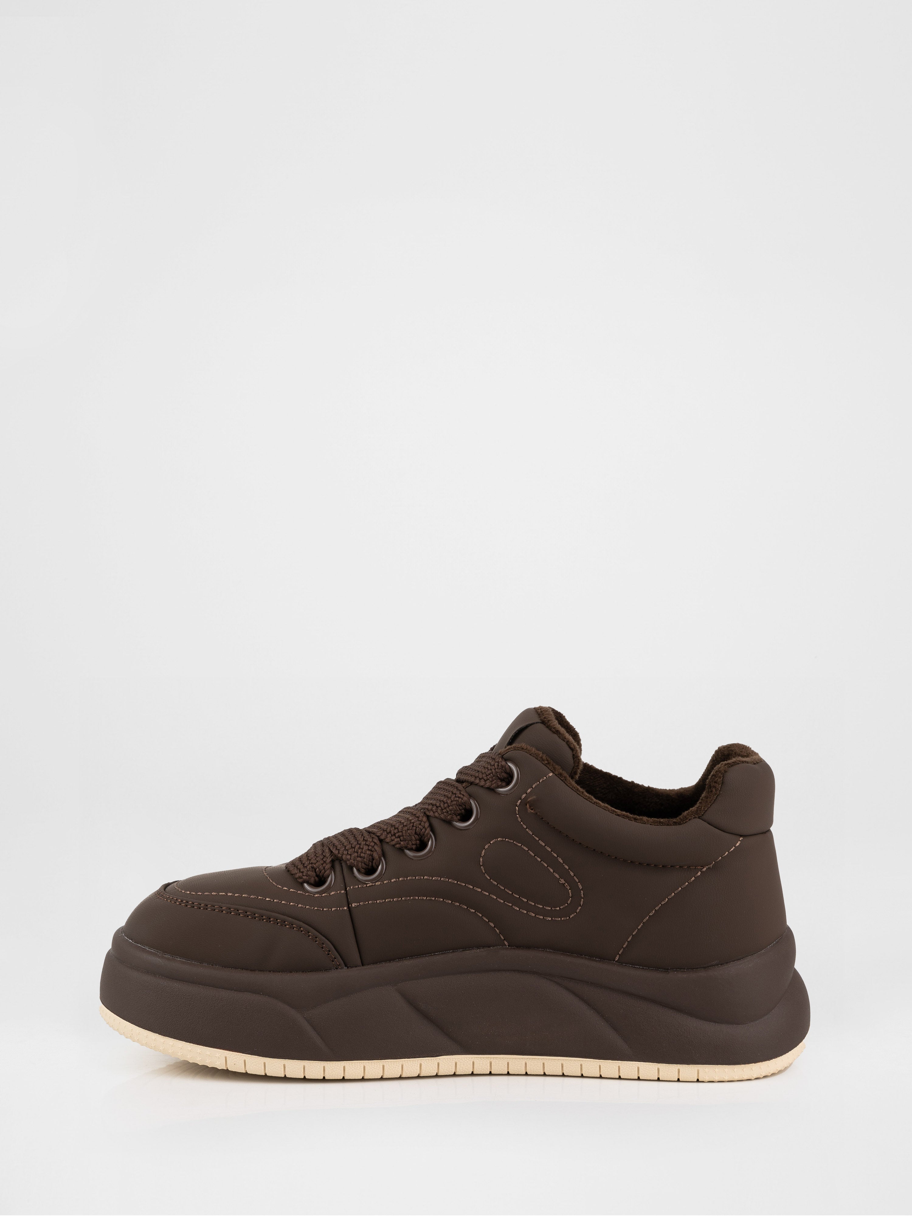 Chocolate-colored sneakers