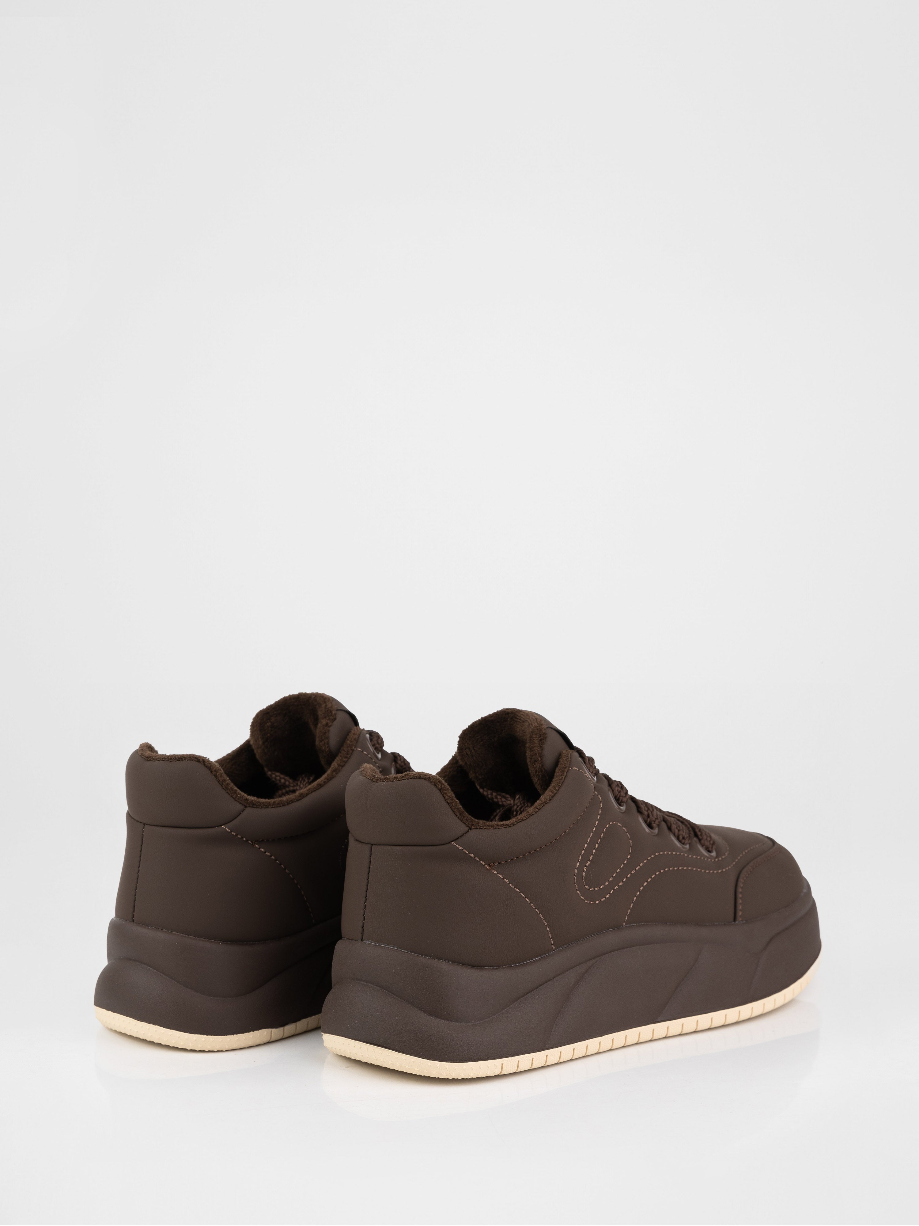 Chocolate-colored sneakers