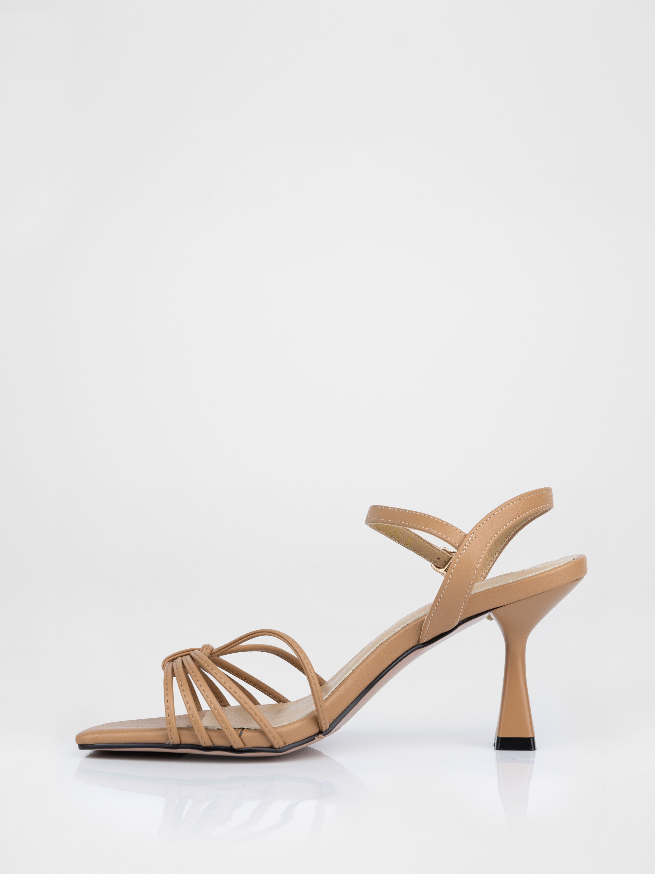 Beige heeled sandals with thin straps