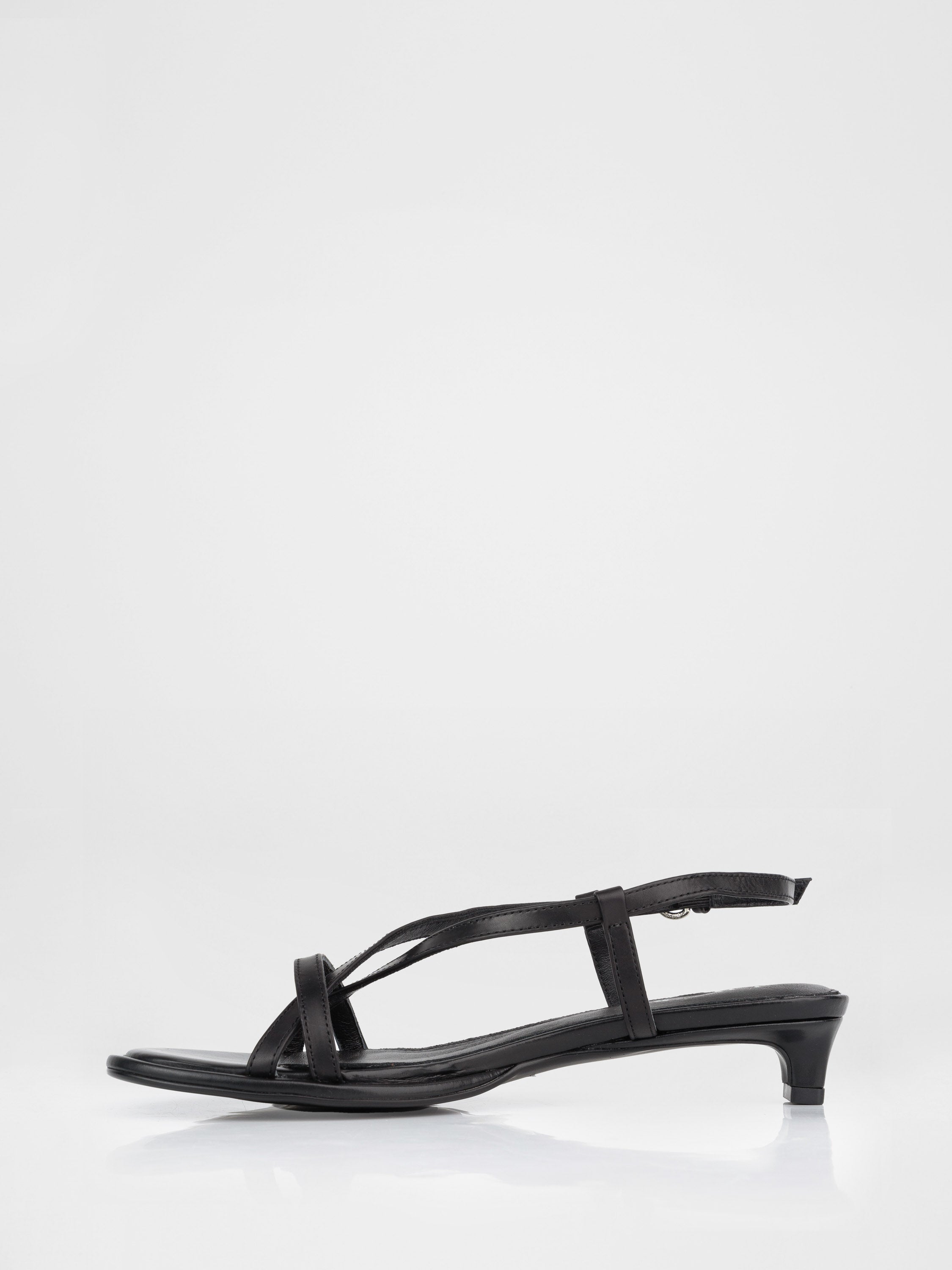 Black low-heeled sandals