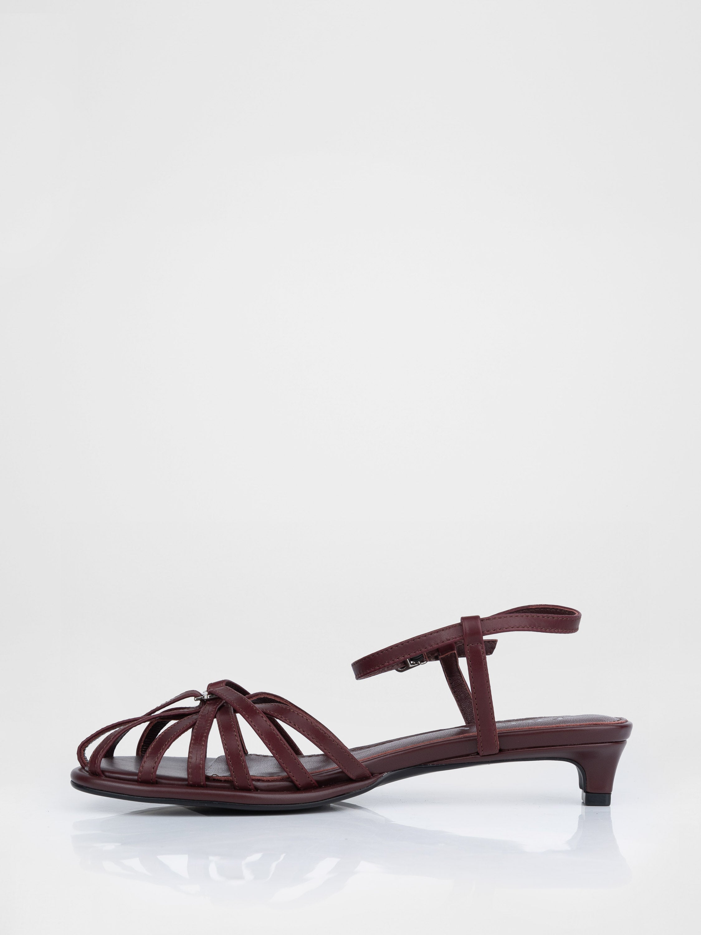 Burgundy sandals with thin straps