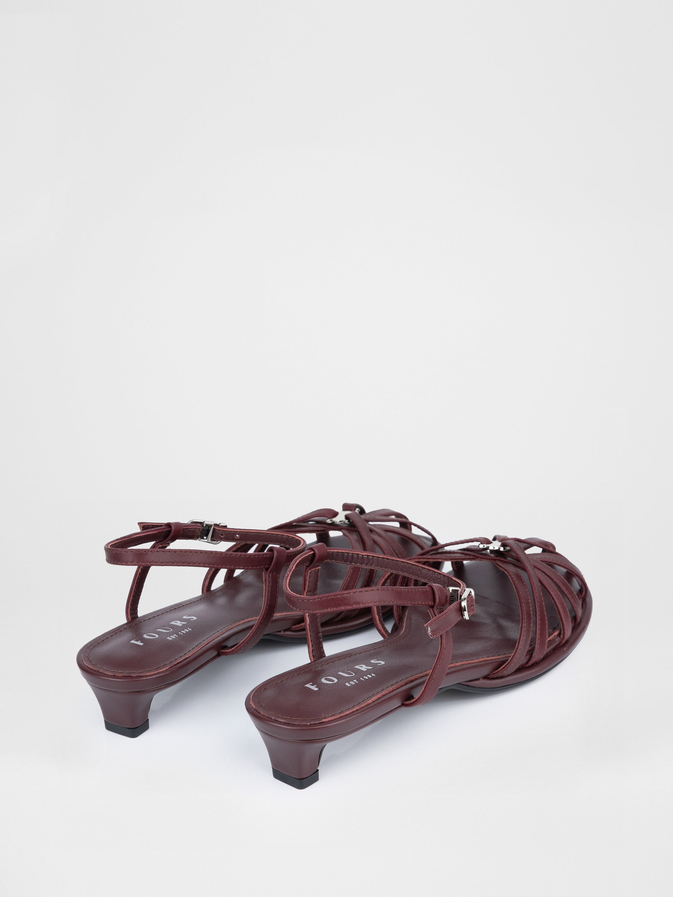 Burgundy sandals with thin straps
