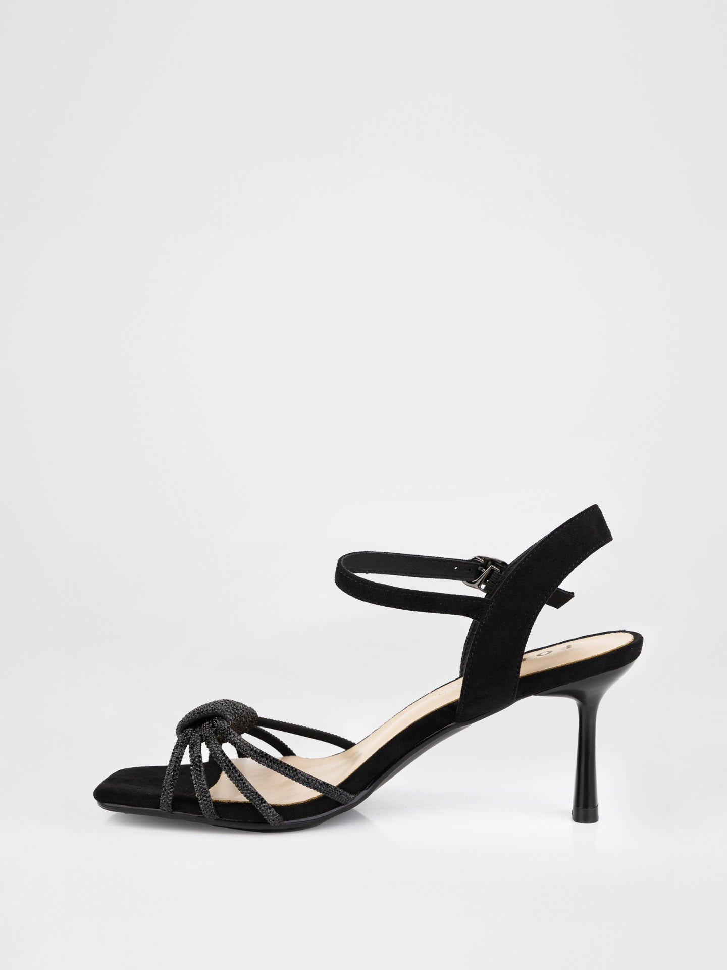 Sandals in black decorated with stones