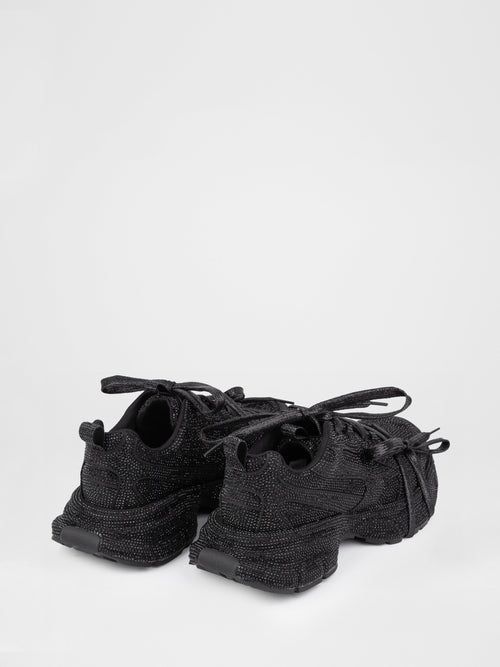 Zapatillas deportivas negras con piedras decorativas