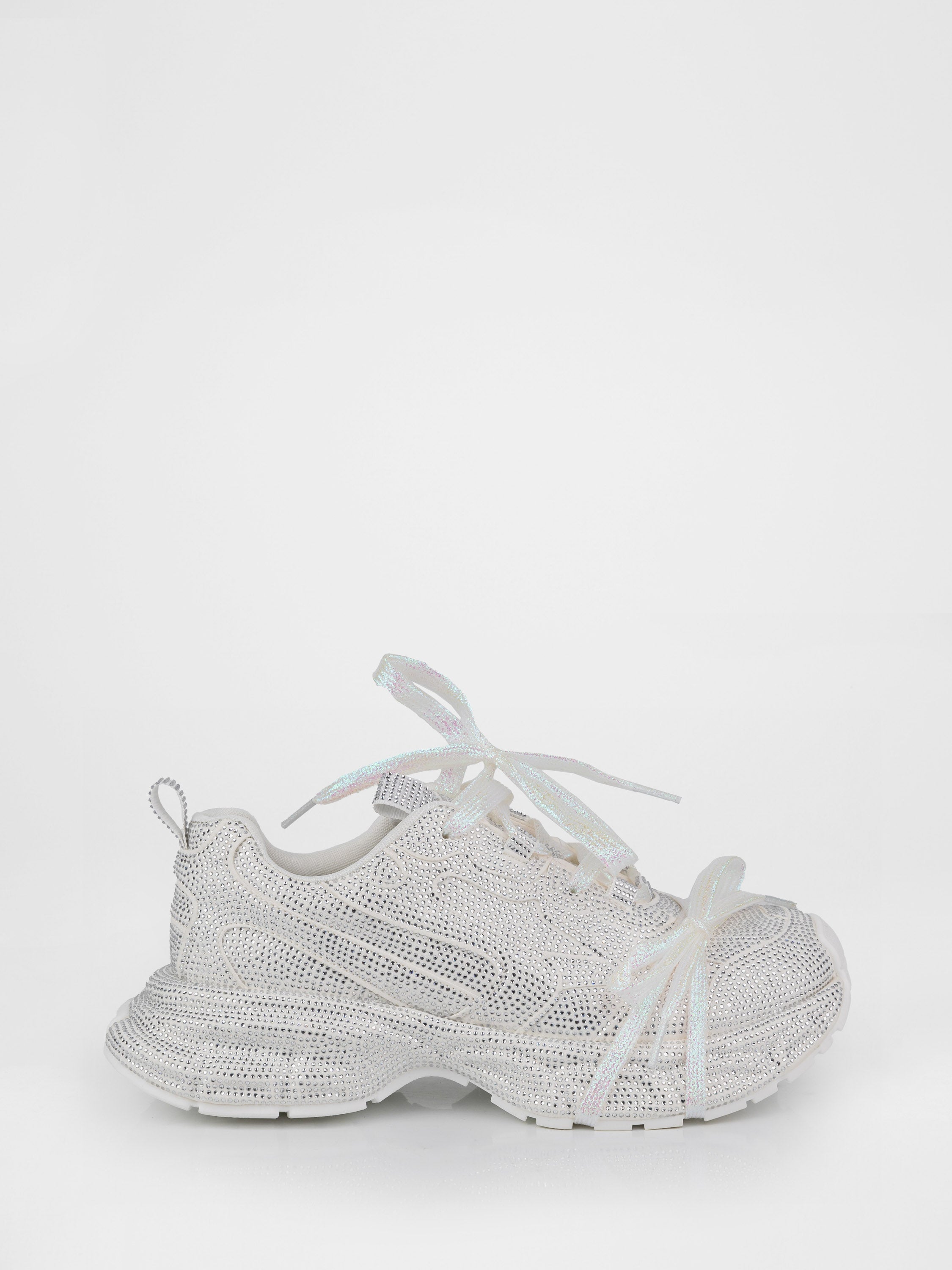 Women's white sneakers with sparkling stones