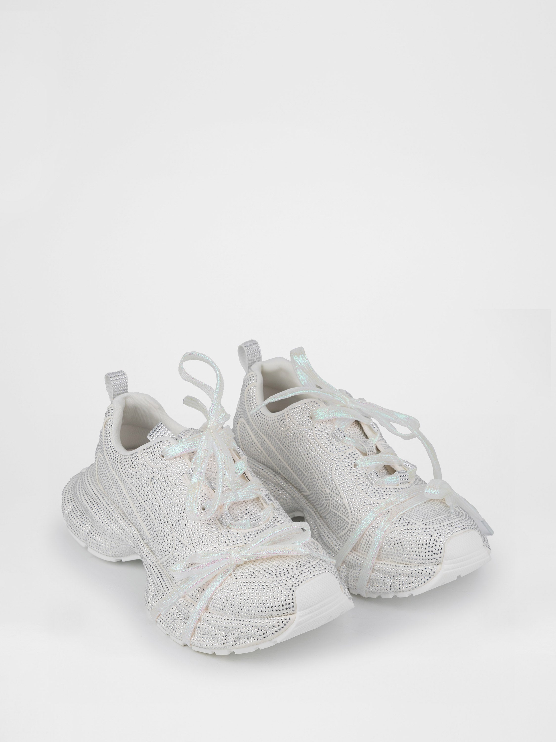 Women's white sneakers with sparkling stones
