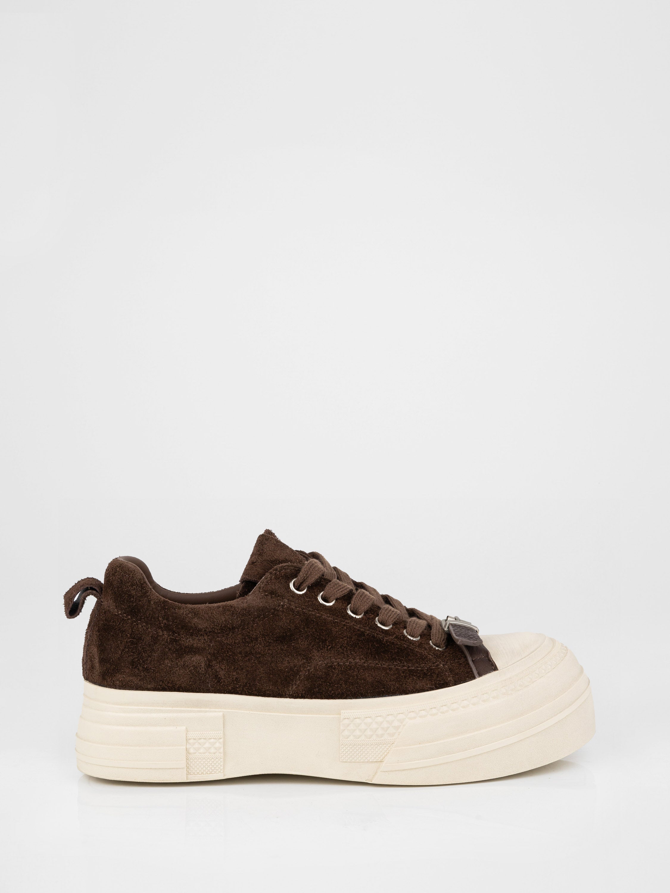 Chocolate-colored sneakers with a chunky sole