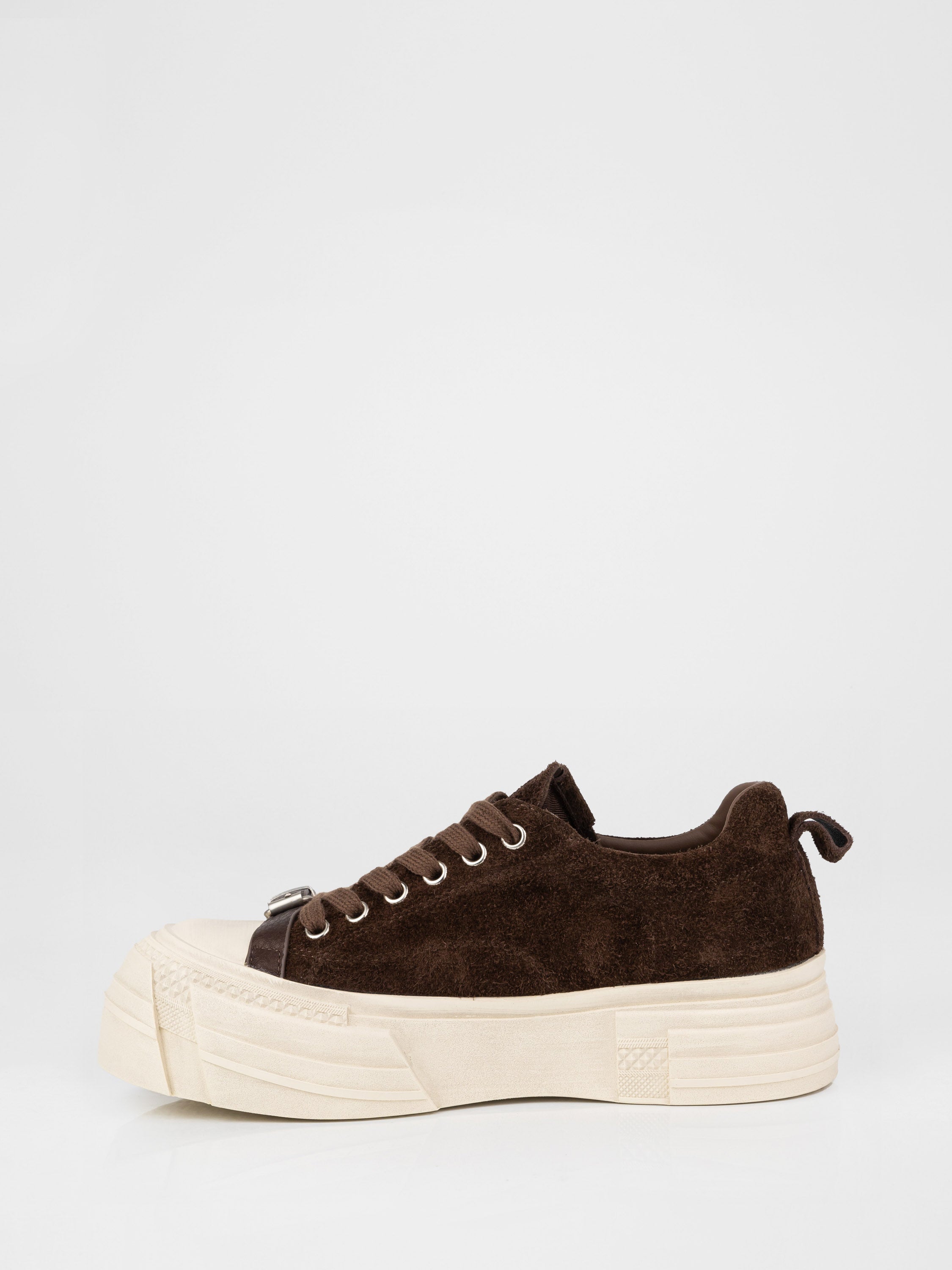 Chocolate-colored sneakers with a chunky sole