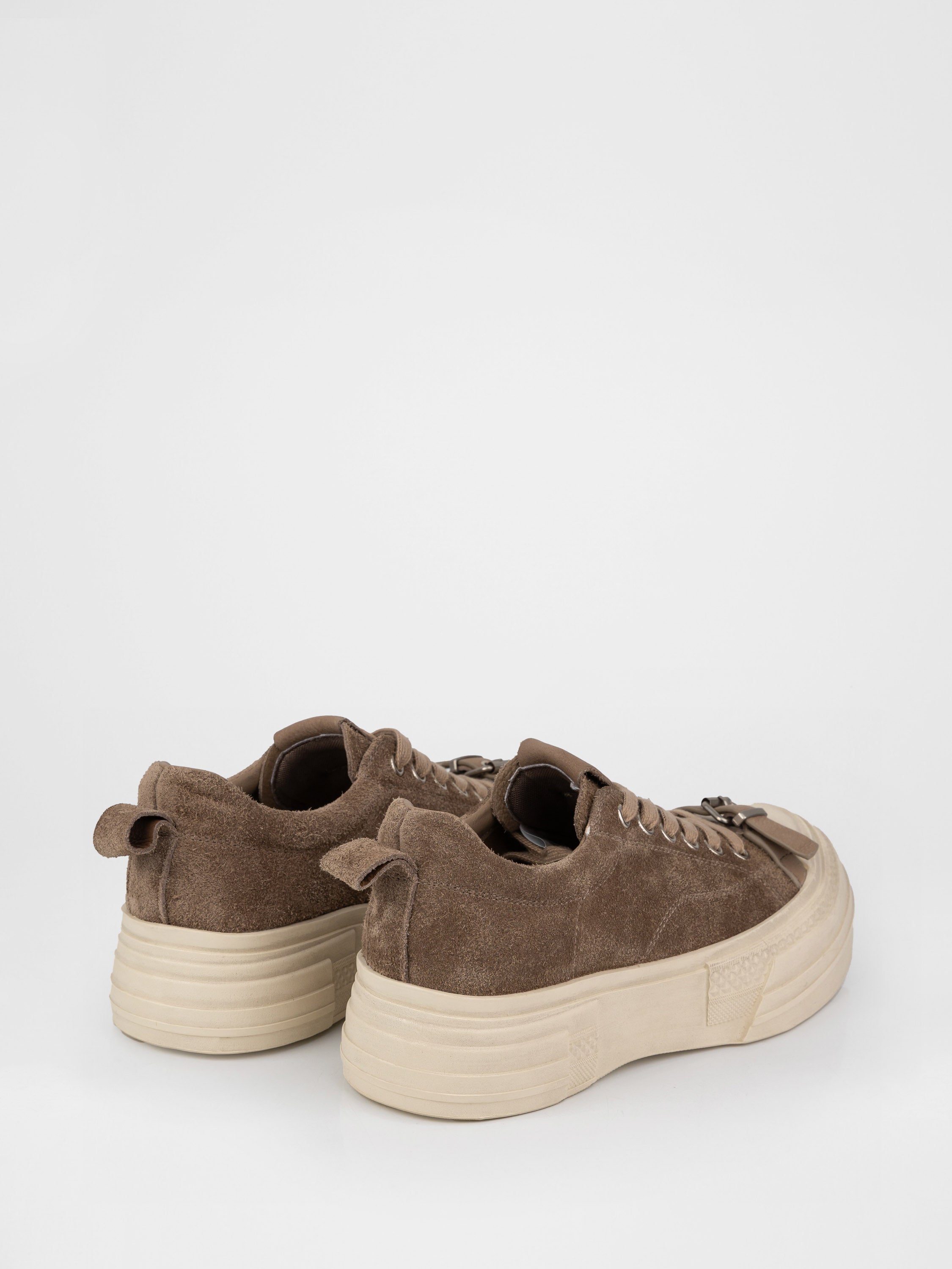 Beige sneakers with a chunky sole