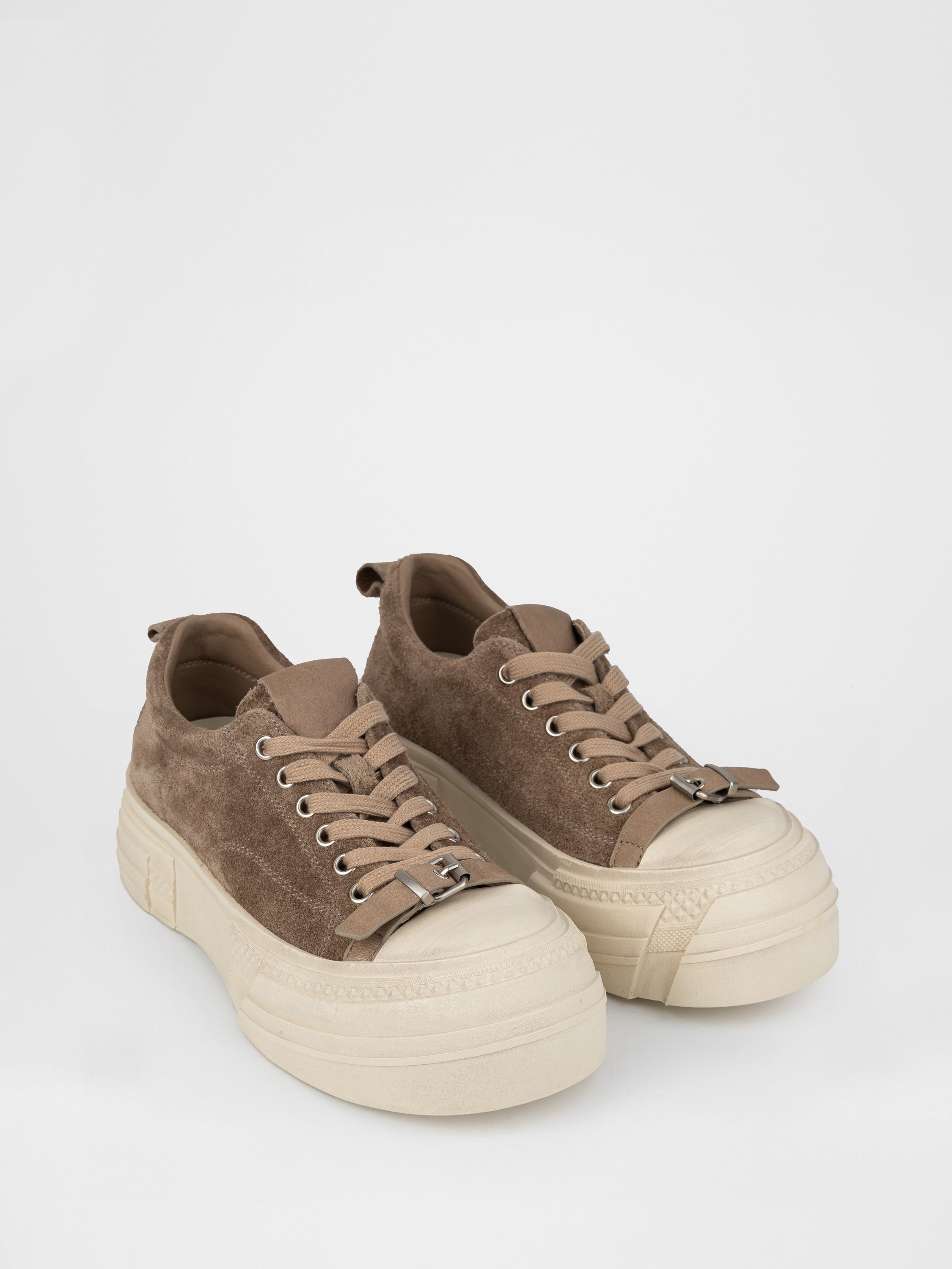 Beige sneakers with a chunky sole