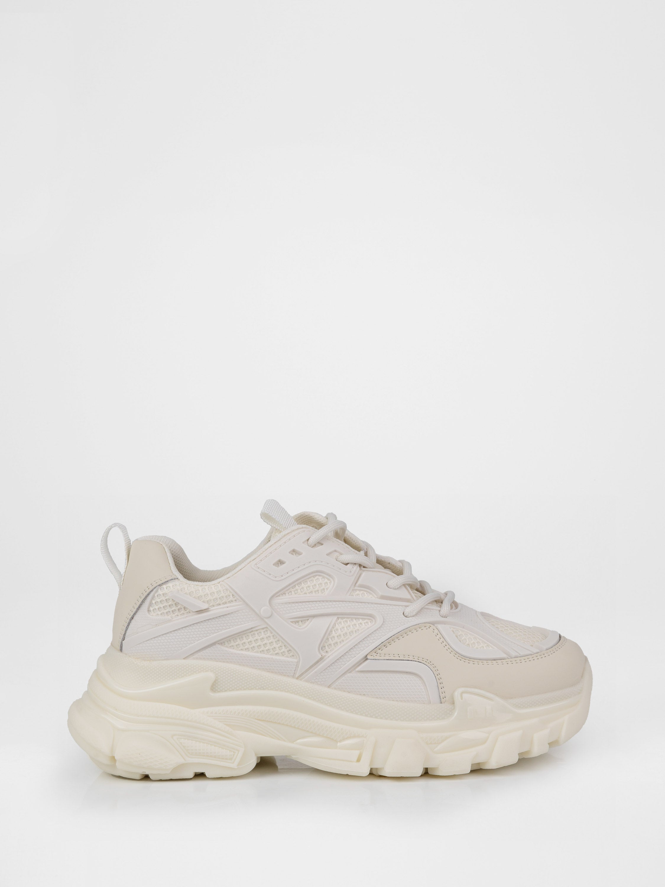 Beige sneakers with a chunky sole