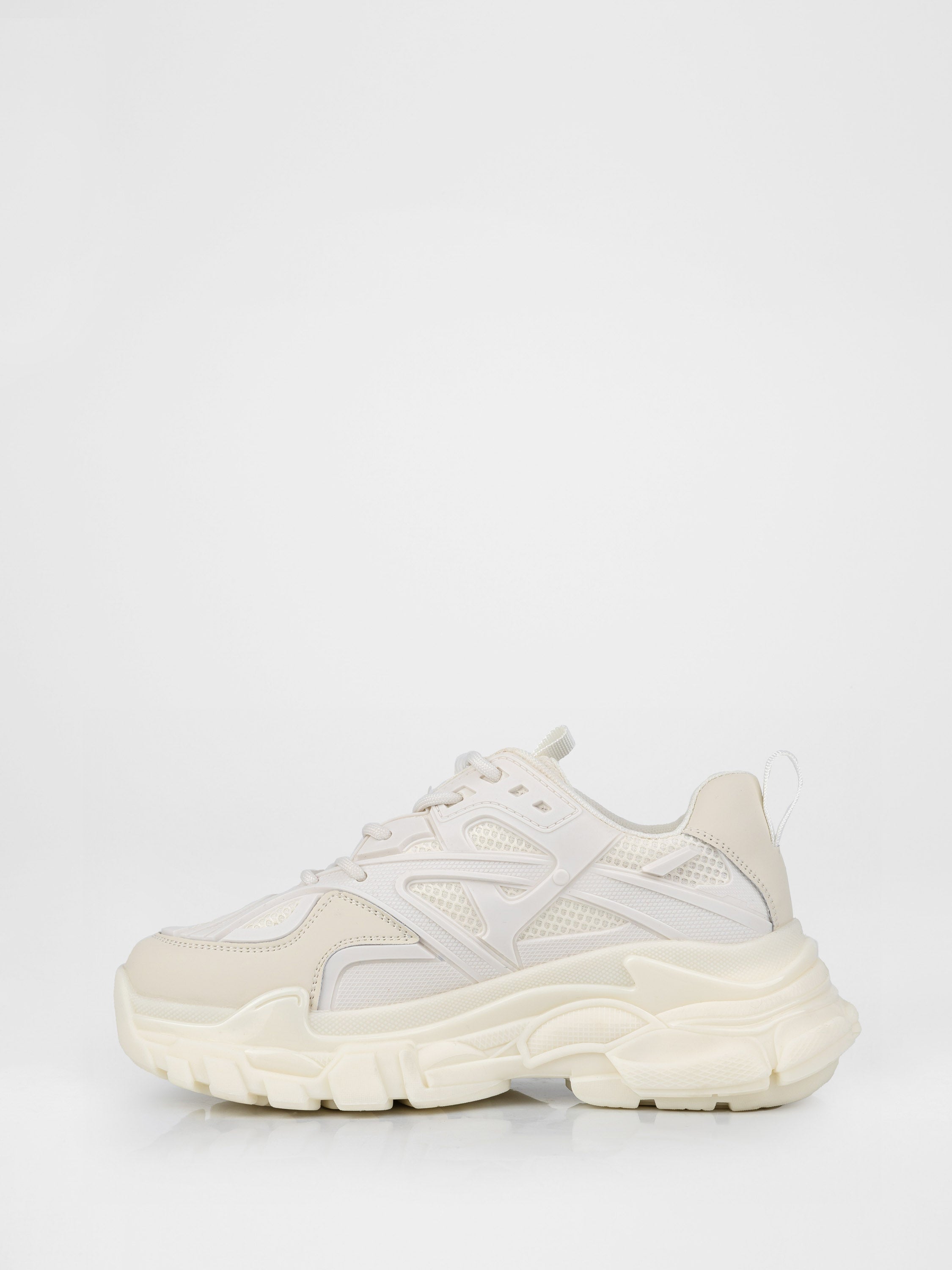 Beige sneakers with a chunky sole