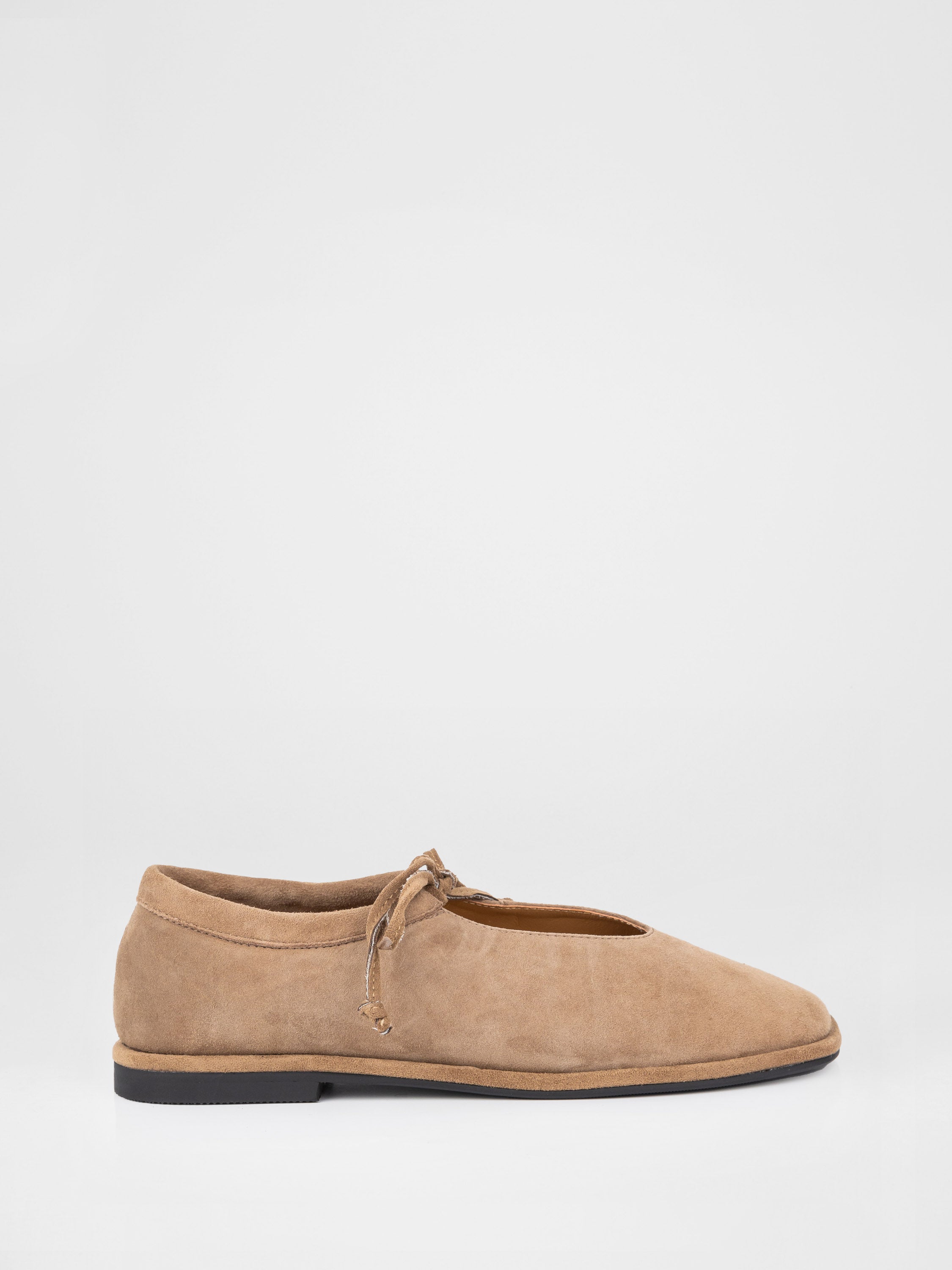 Beige genuine suede ballet flats