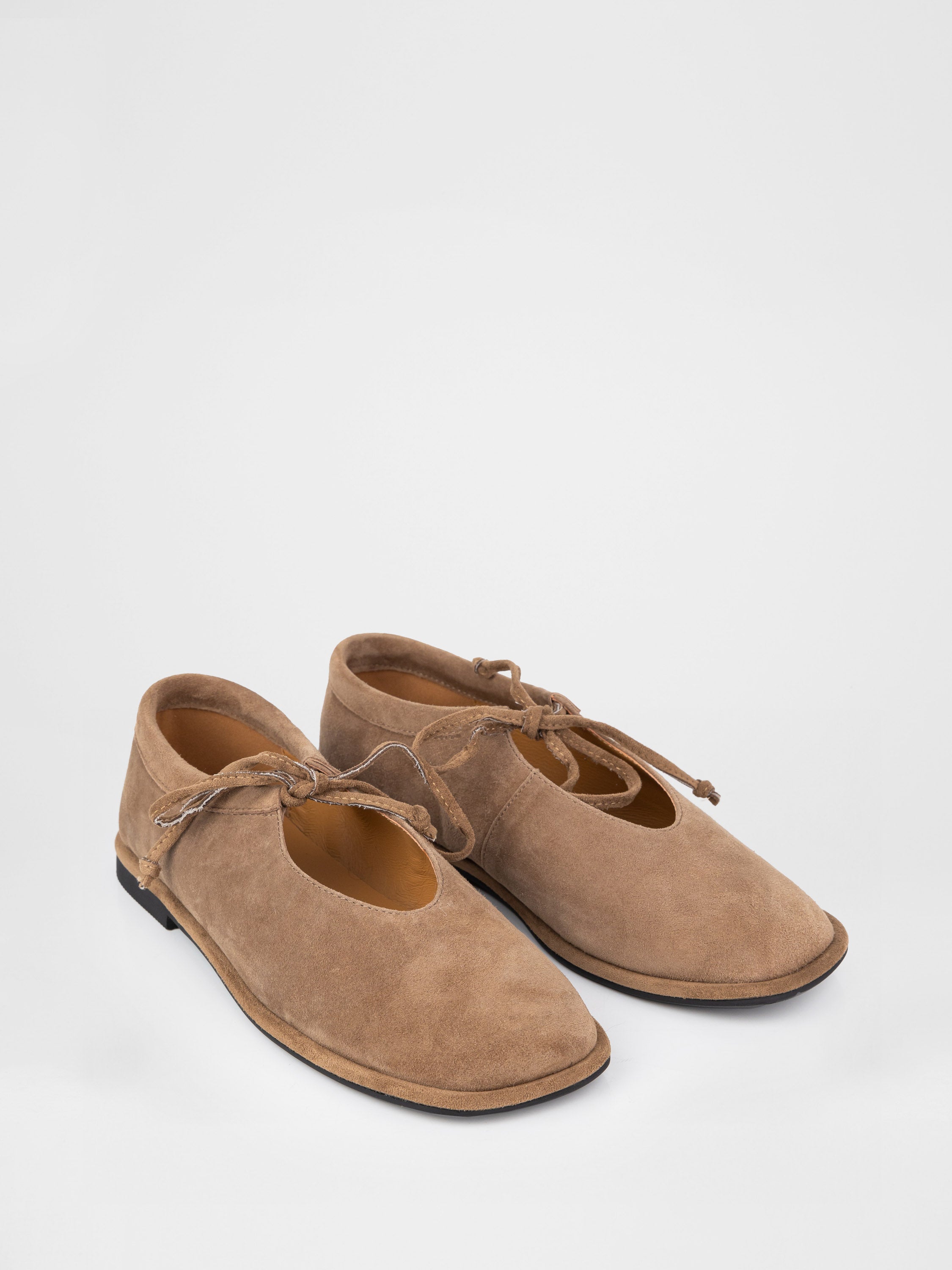 Beige genuine suede ballet flats