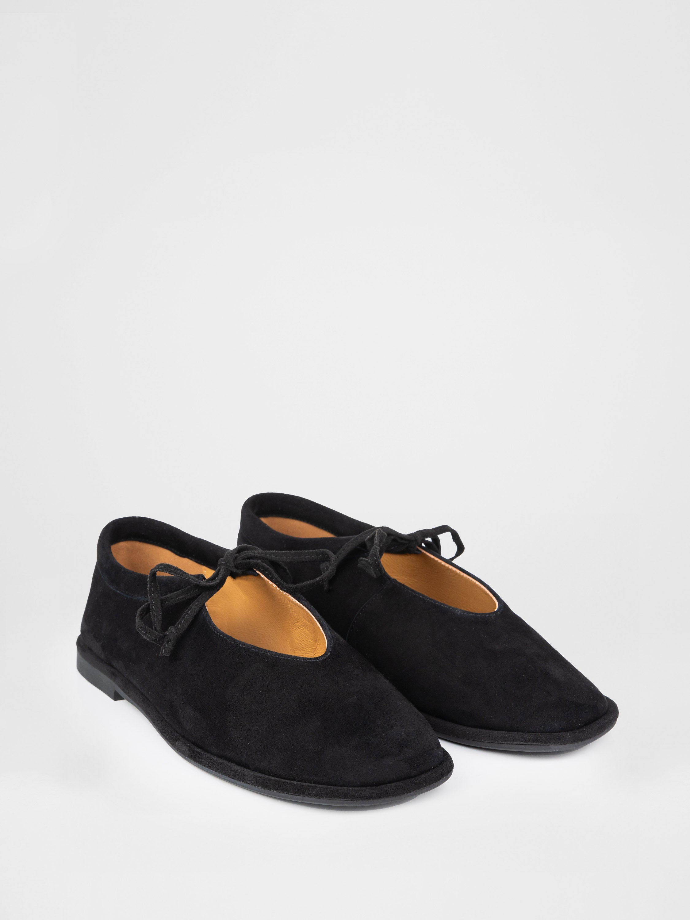 Black genuine suede ballet flats