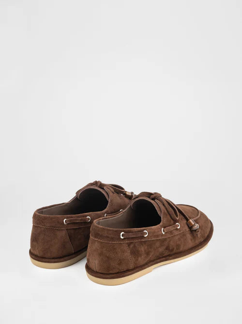 Brown suede loafers