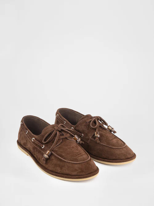 Brown suede loafers