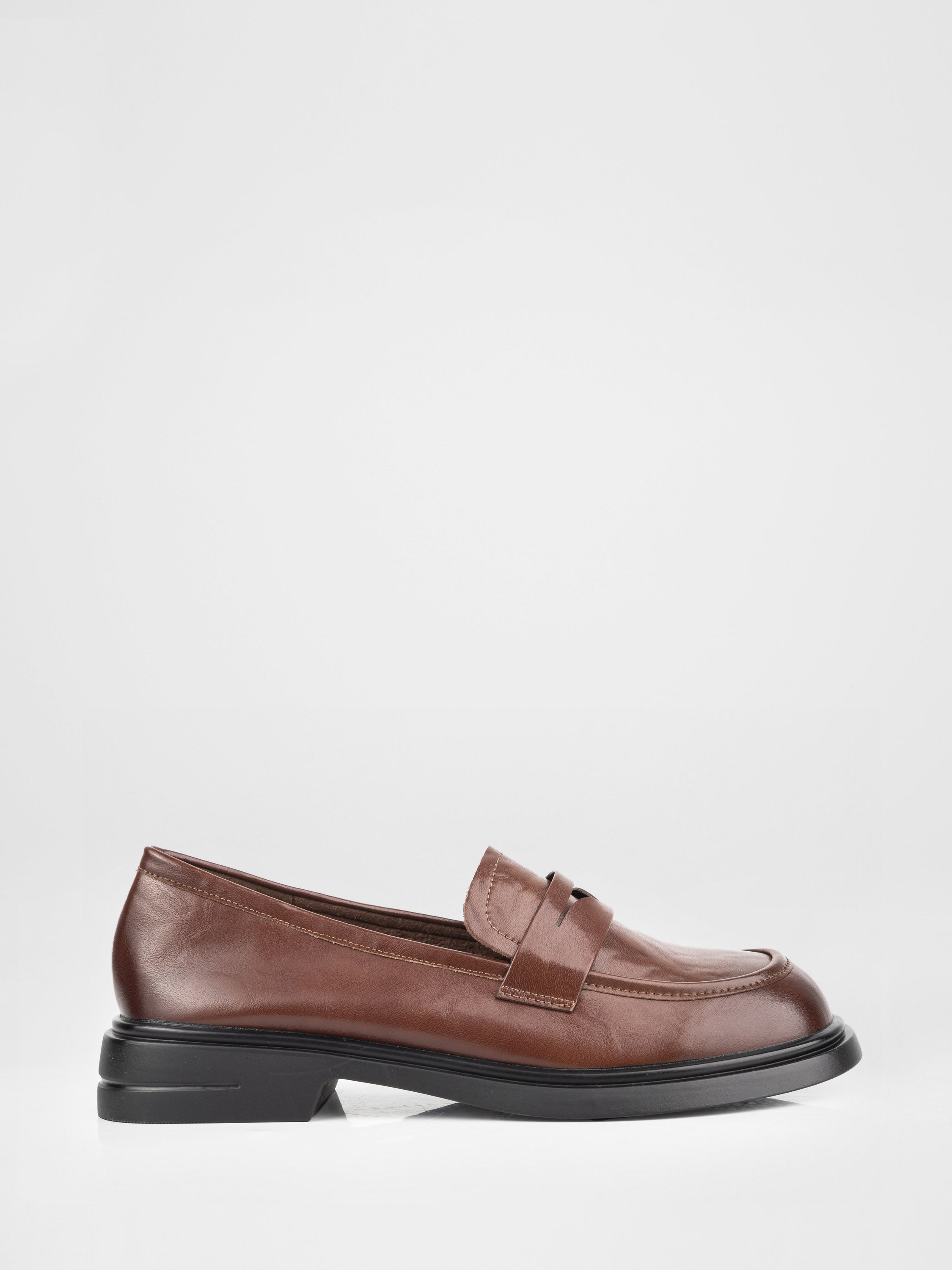 Brown leather loafers