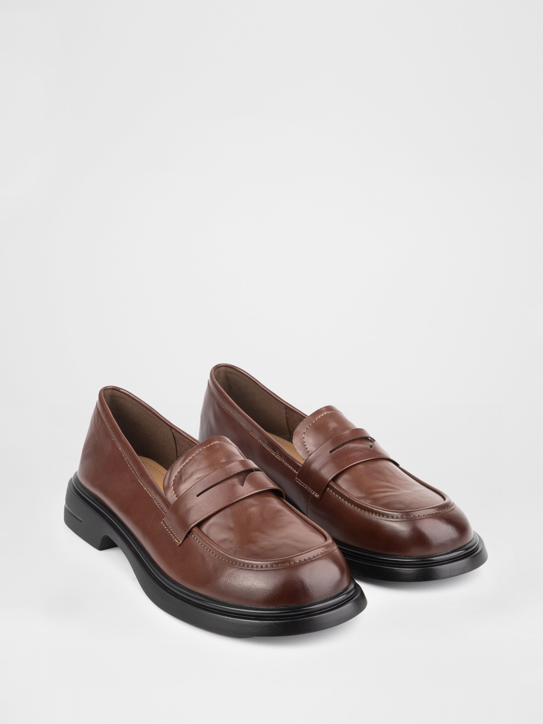 Brown leather loafers