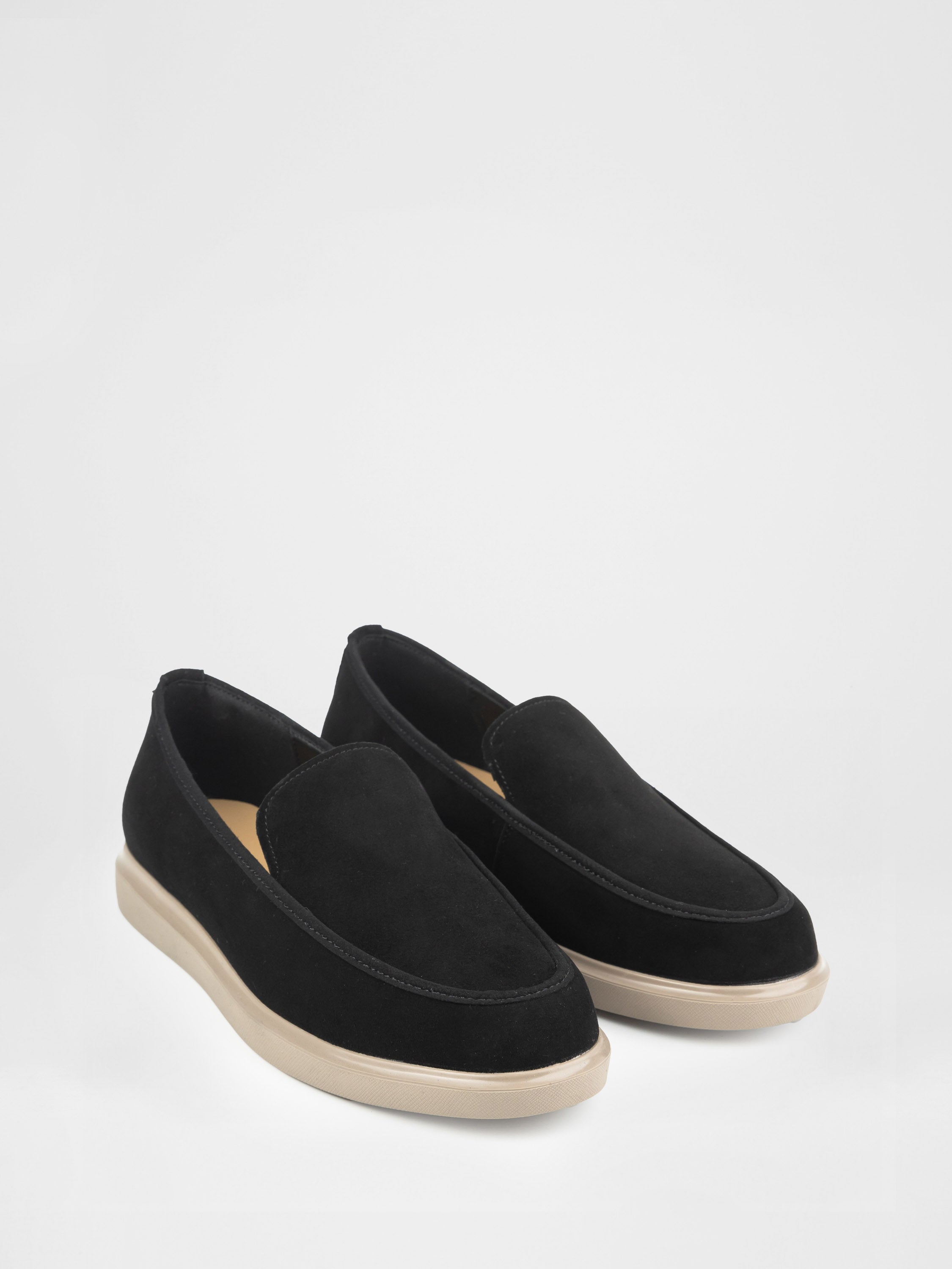 Black suede loafers