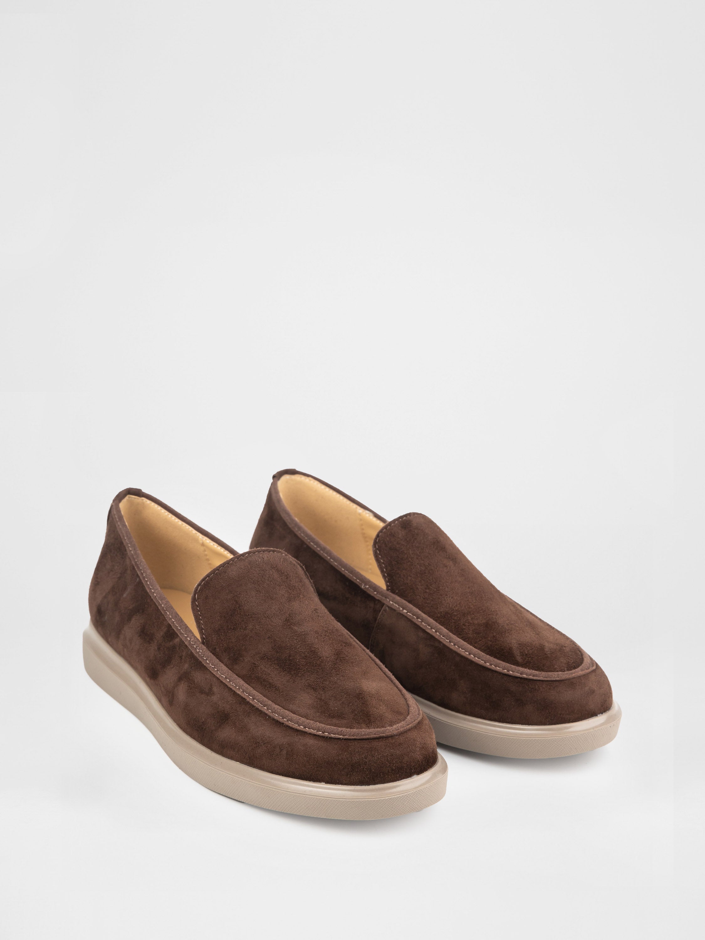 Brown suede loafers
