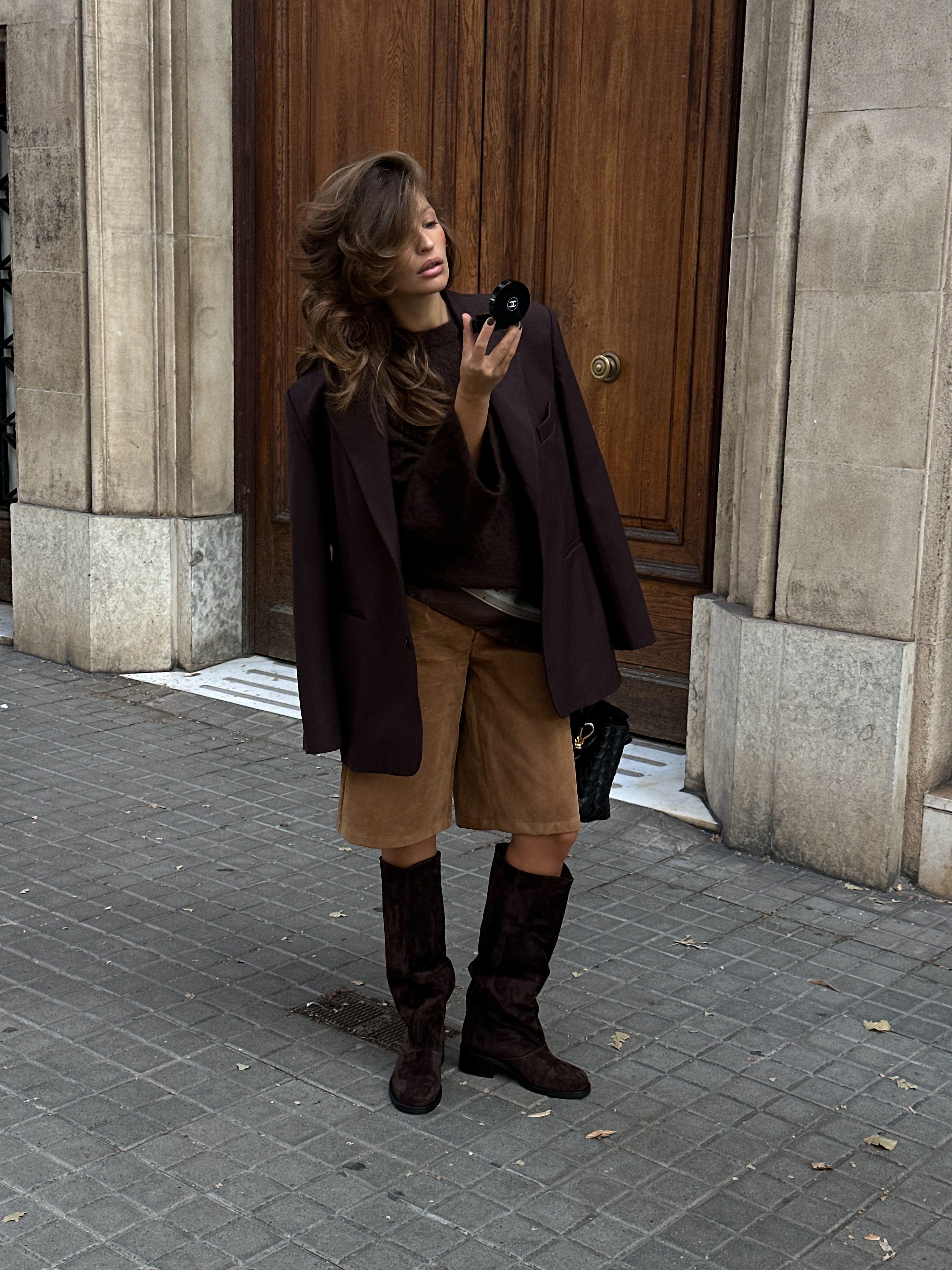 Chocolate-colored Truby boots