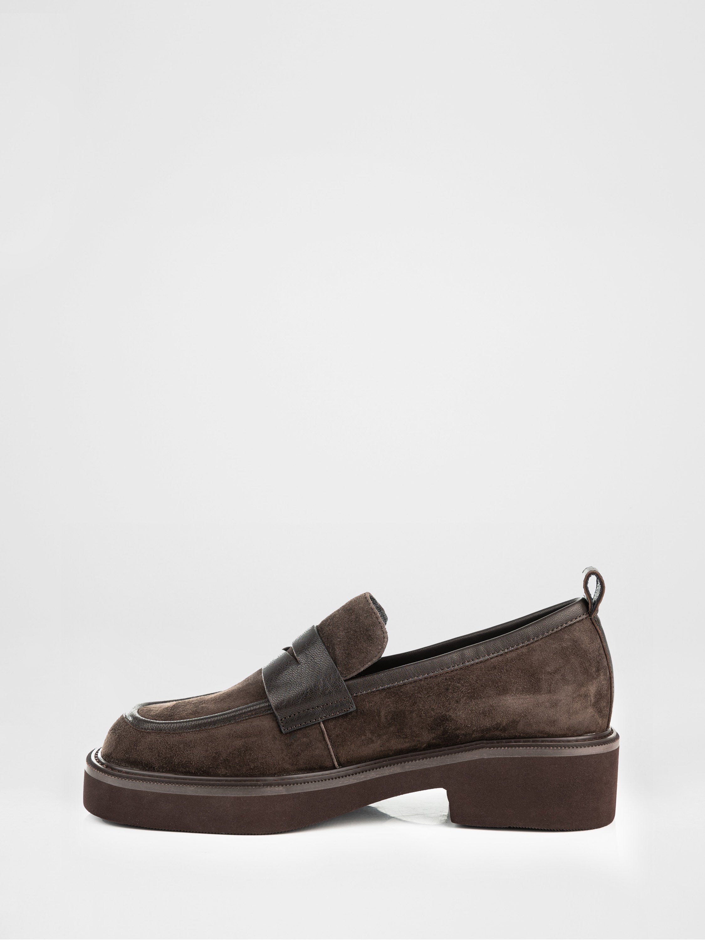 Chocolate suede loafers