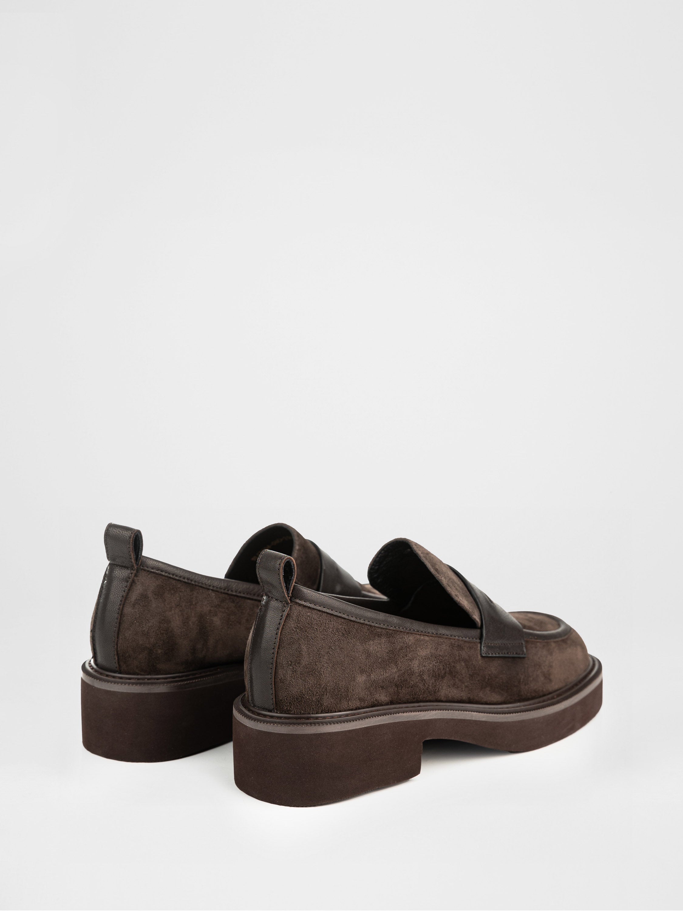 Chocolate suede loafers