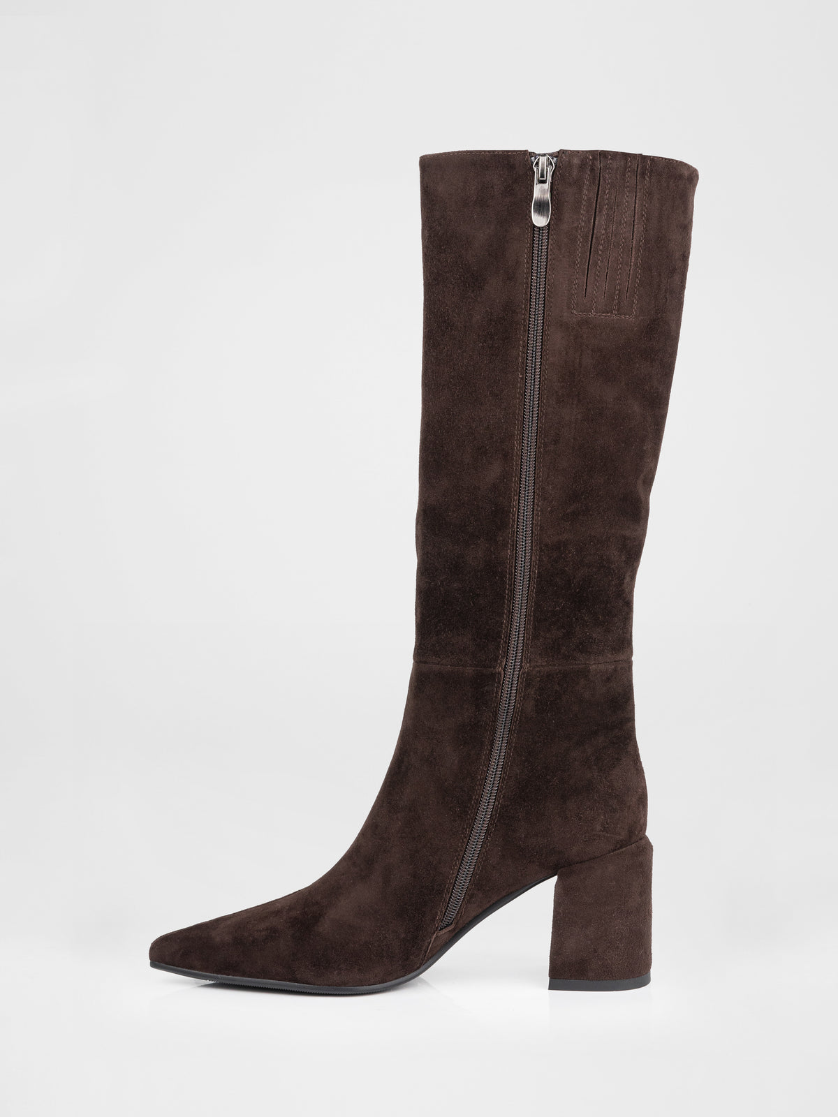 Chocolate Suede High-Heel Knee Boots