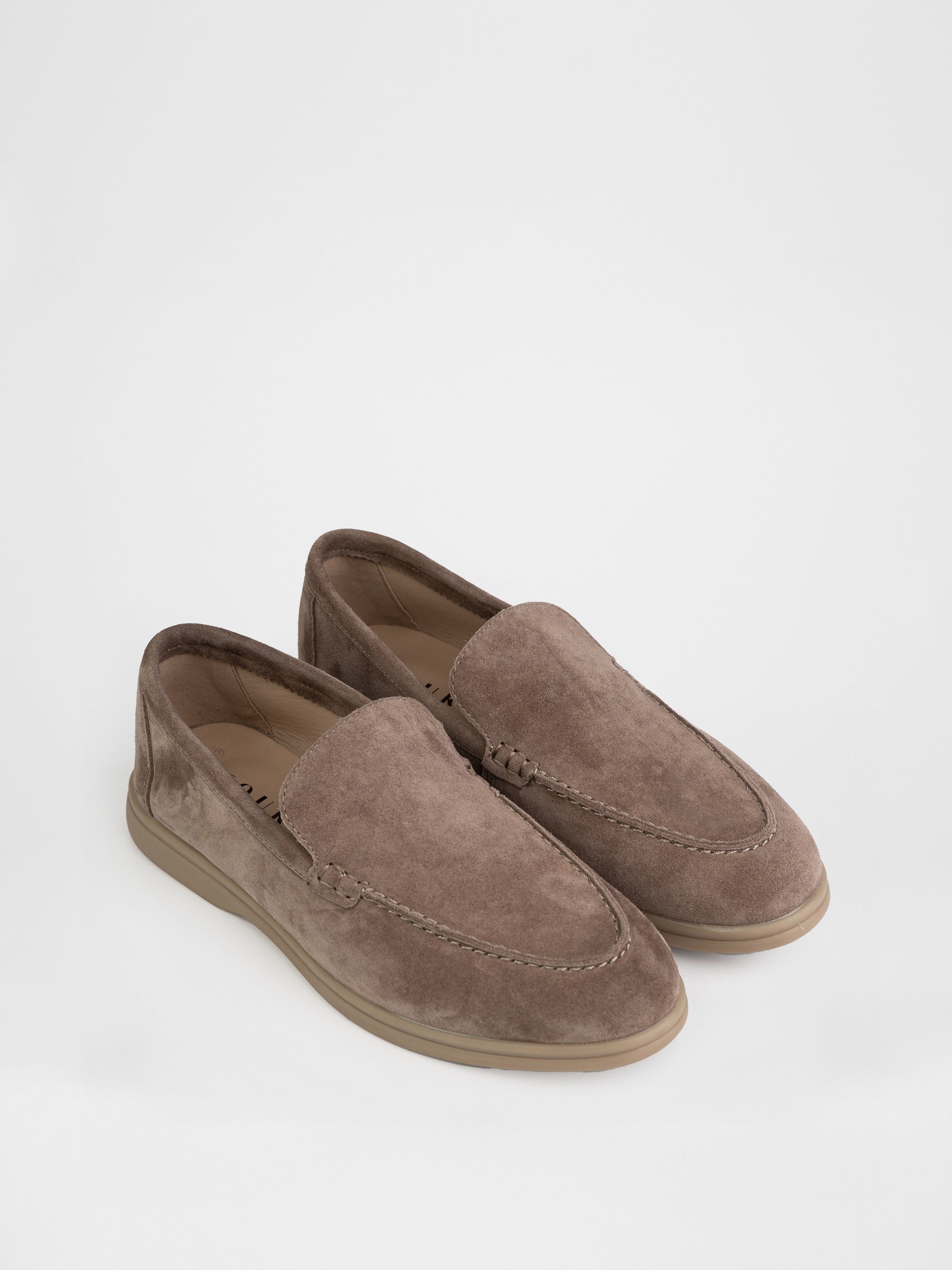 Suede loafers in beige color