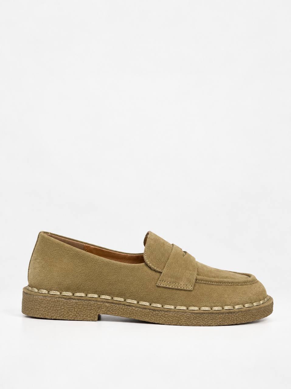 Khaki Chunky-Sole Loafers