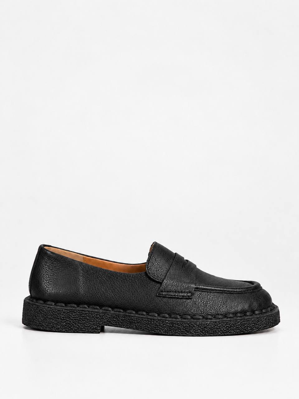 Black Leather Chunky-Sole Loafers